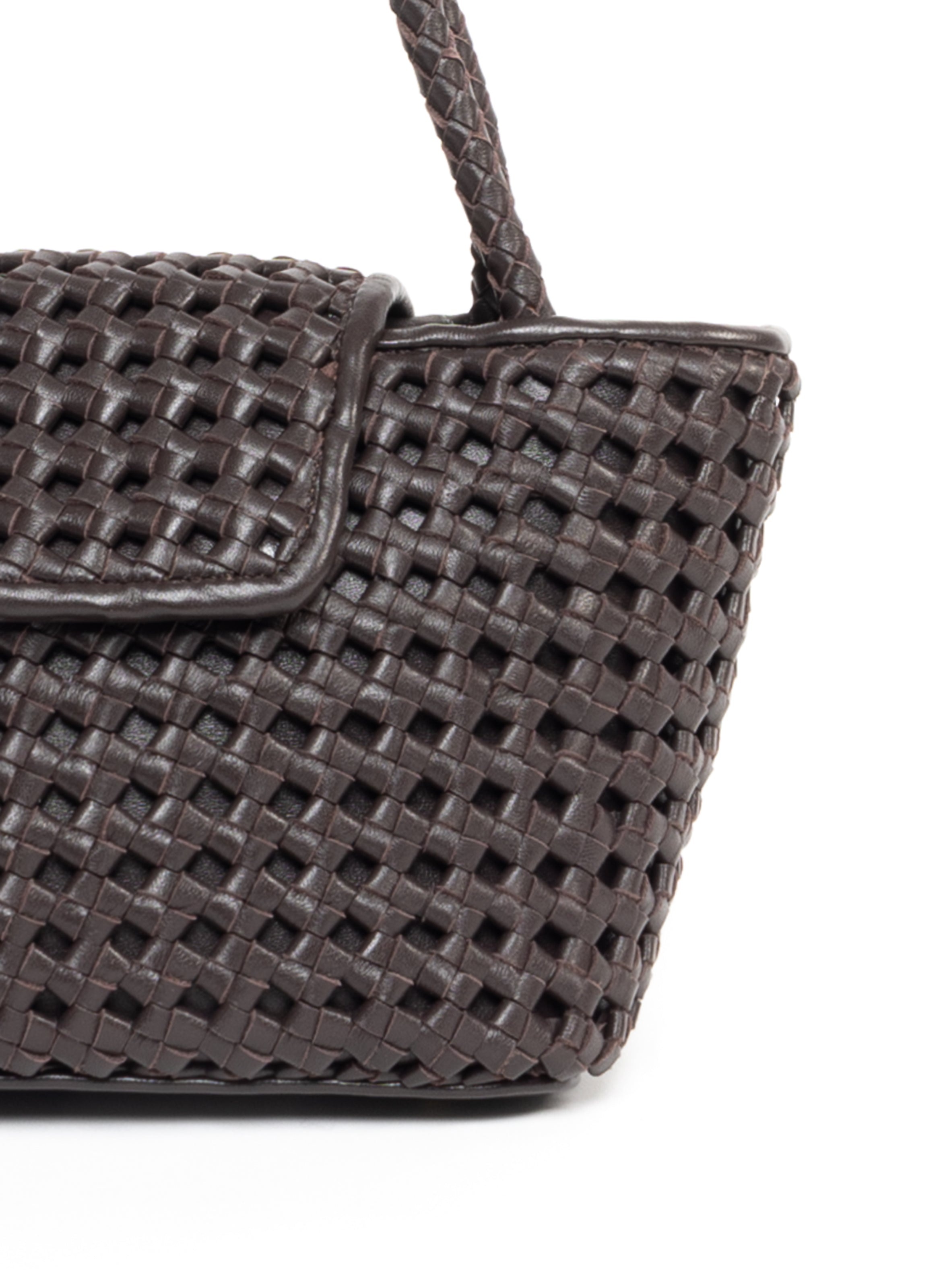 Courrier Tote Woven Leather Dark Brown - 4