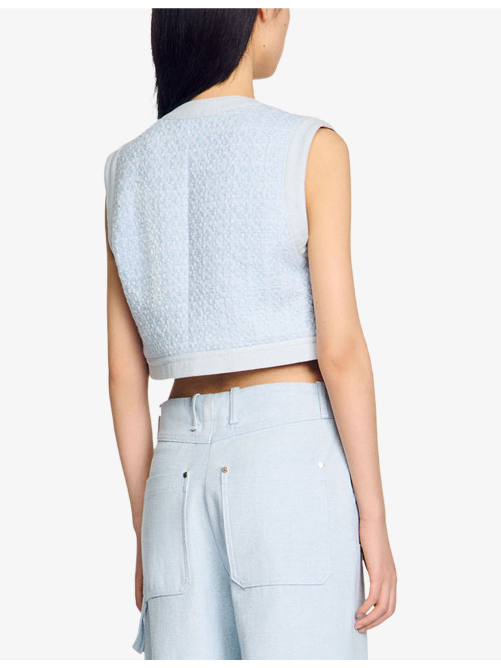 Chest-pocket tweed woven vest - 4