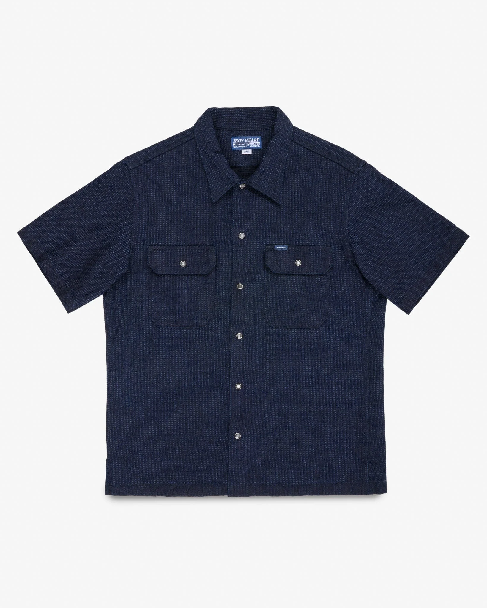 IHSH-445-IND 10OZ DOBBY CLOTH SHORT SLEEVE MECHANIC SHIRT - INDIGO - 1