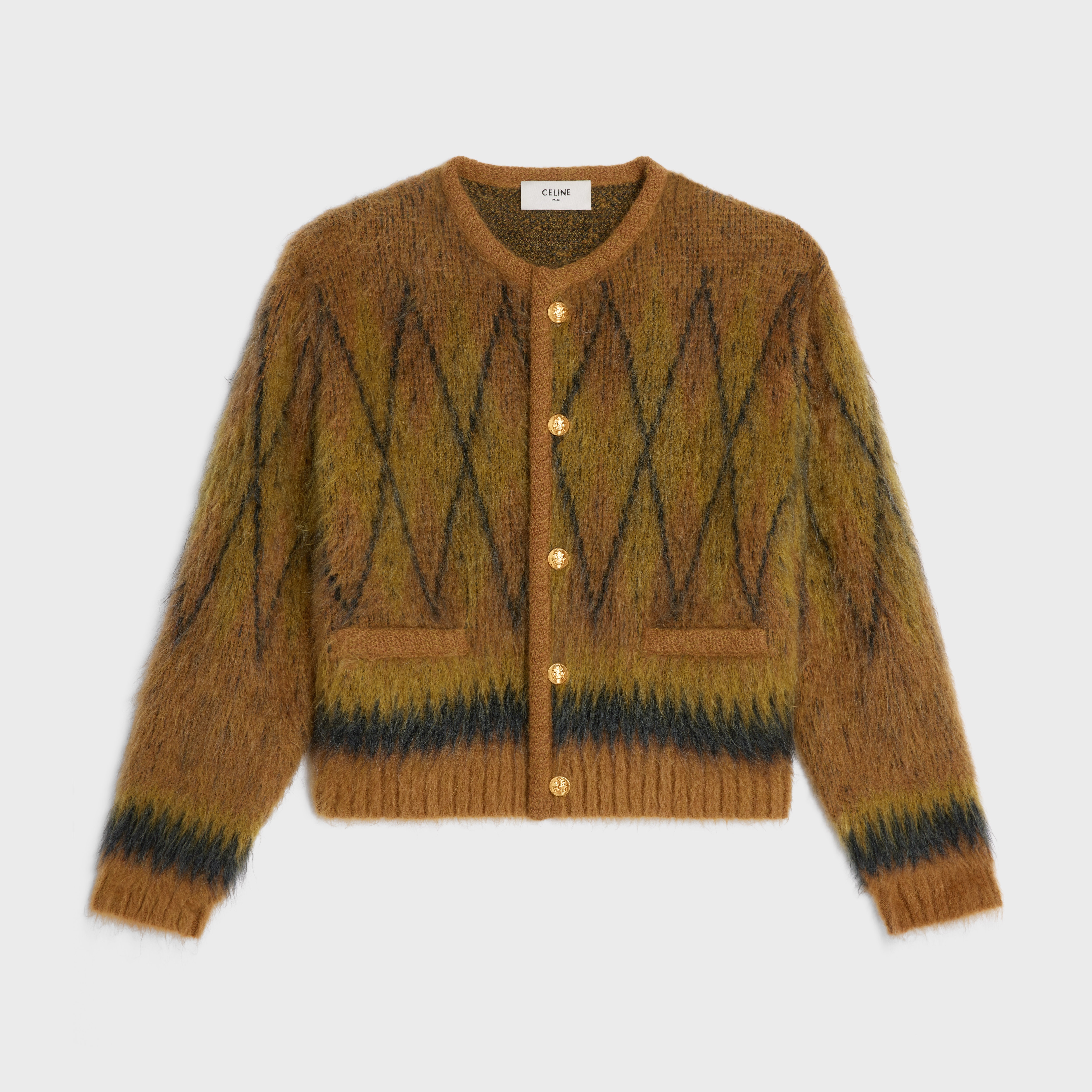cardigan jacket in brushed argyle mohair - 1