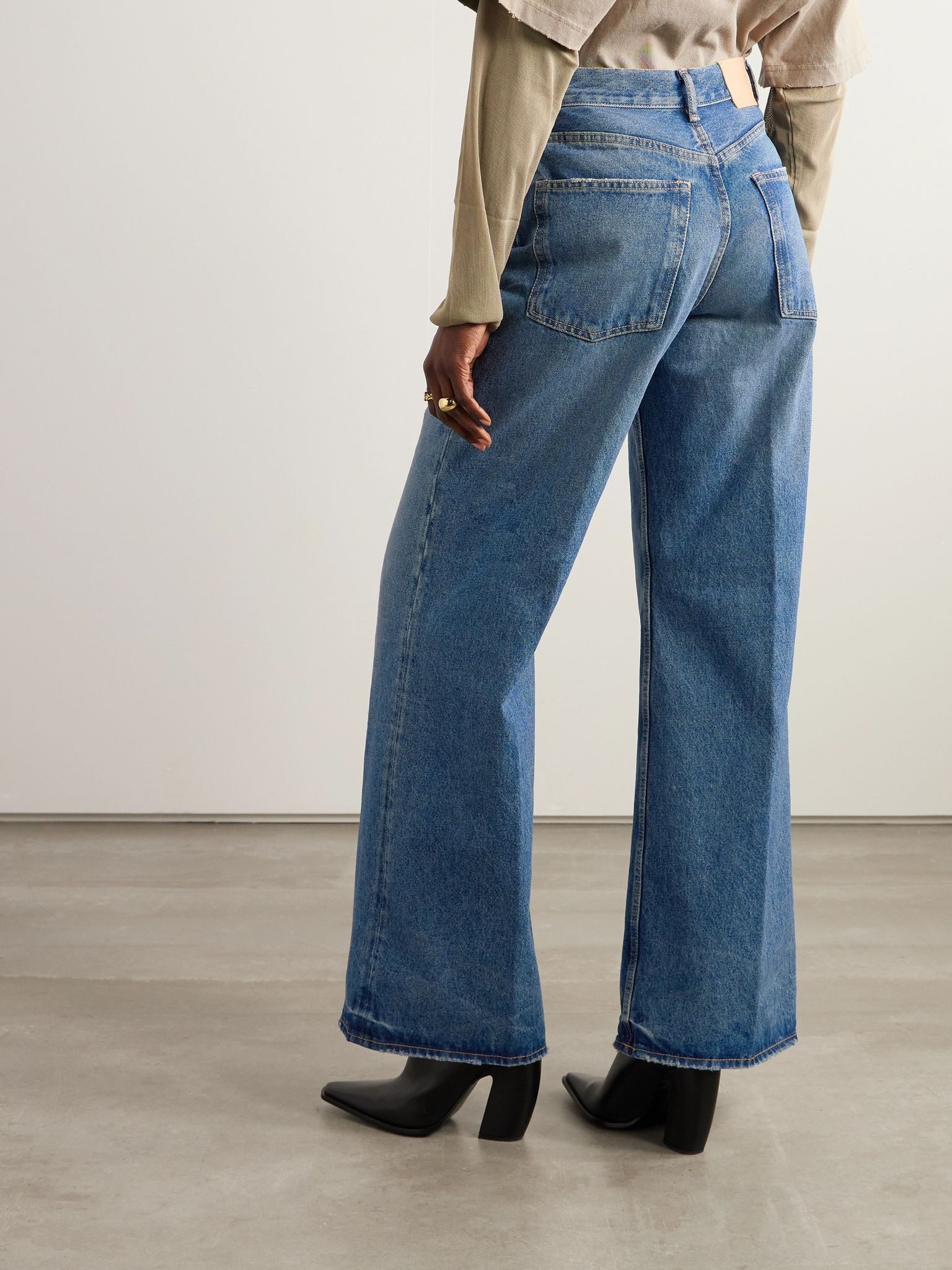 High-rise wide-leg organic jeans Blue - 4