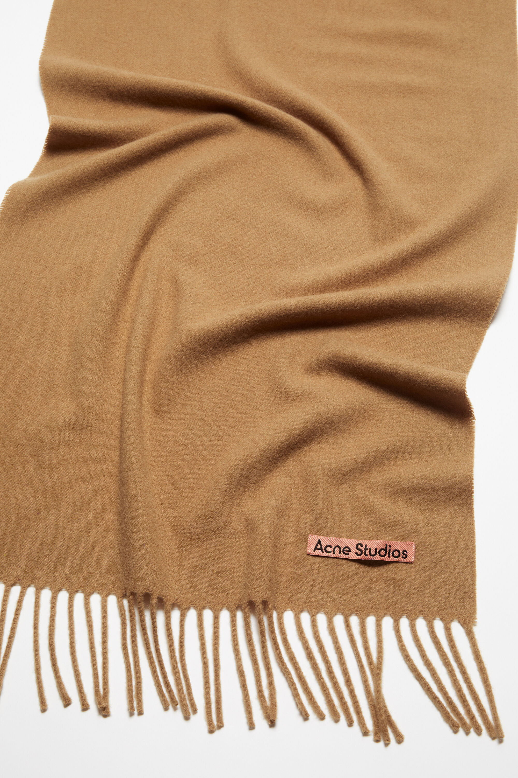 Cashmere fringe scarf - Narrow - Dark camel - 3