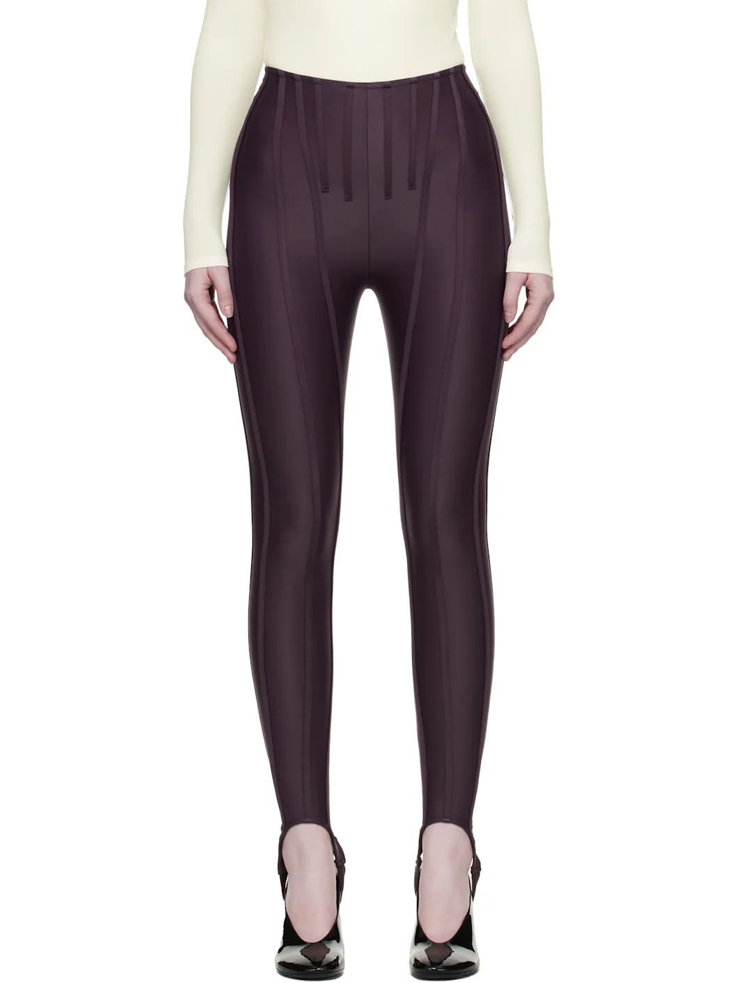 Burgundy Corseted Leggings - 1