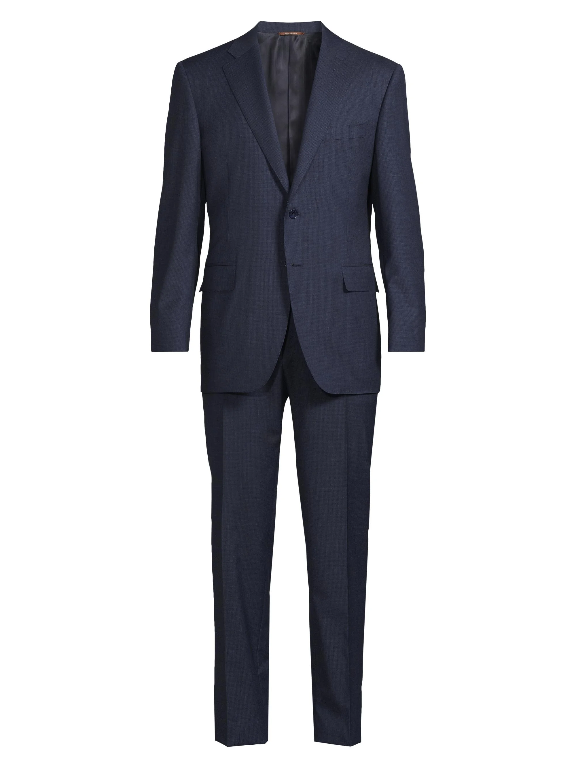 Men's Microcheck Classic-Fit Wool Suit - Dark Blue - 1