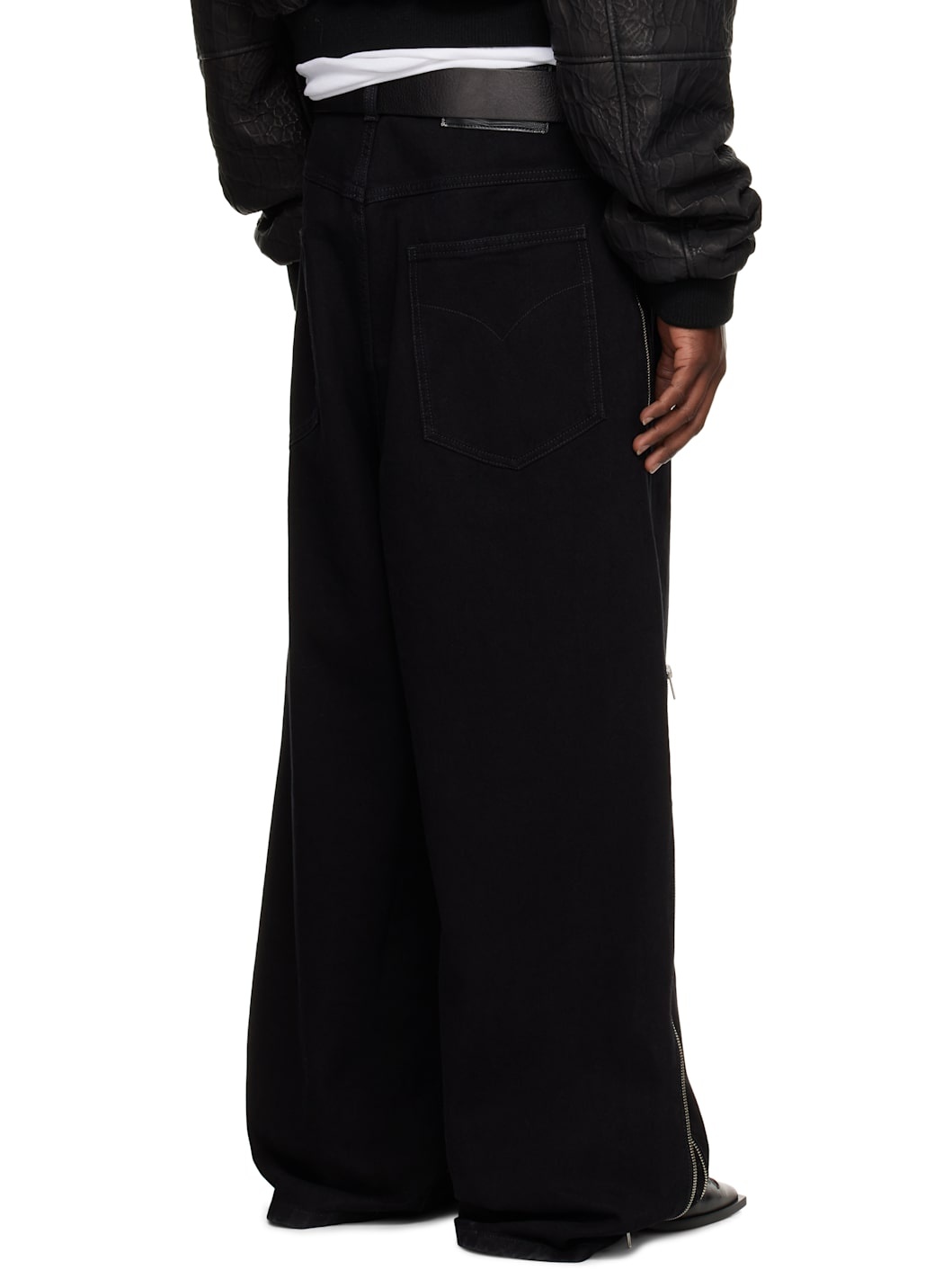 Black Side Zip Jeans - 3
