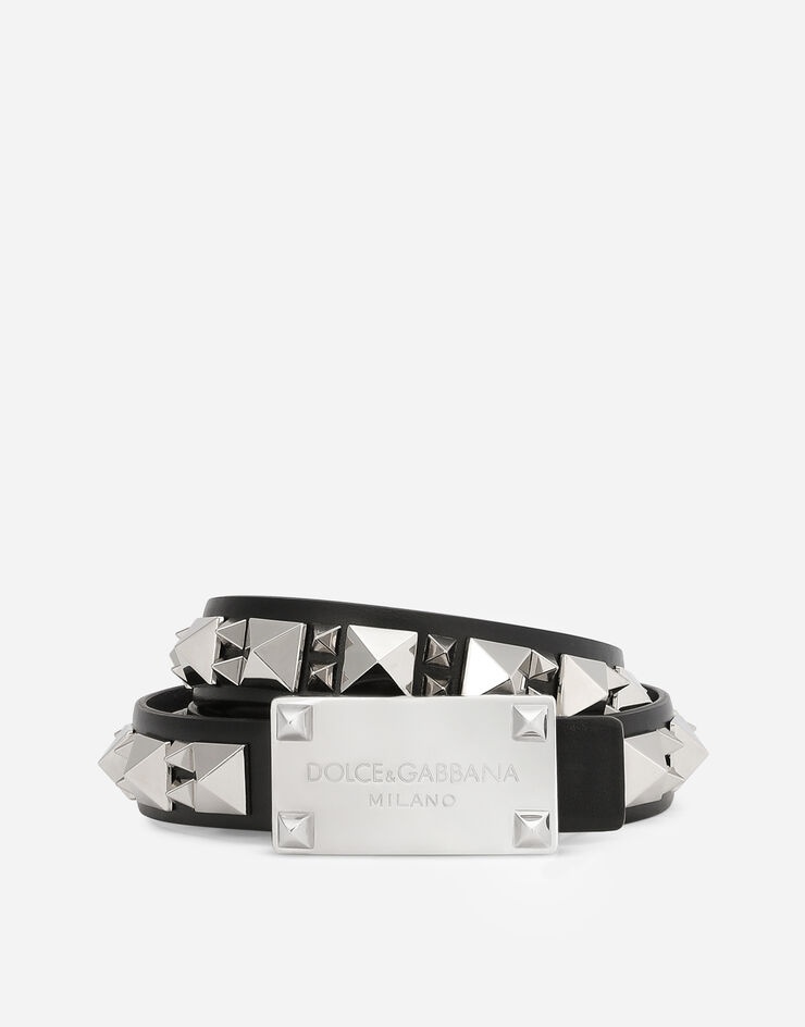 Calfskin belt with studs - 1