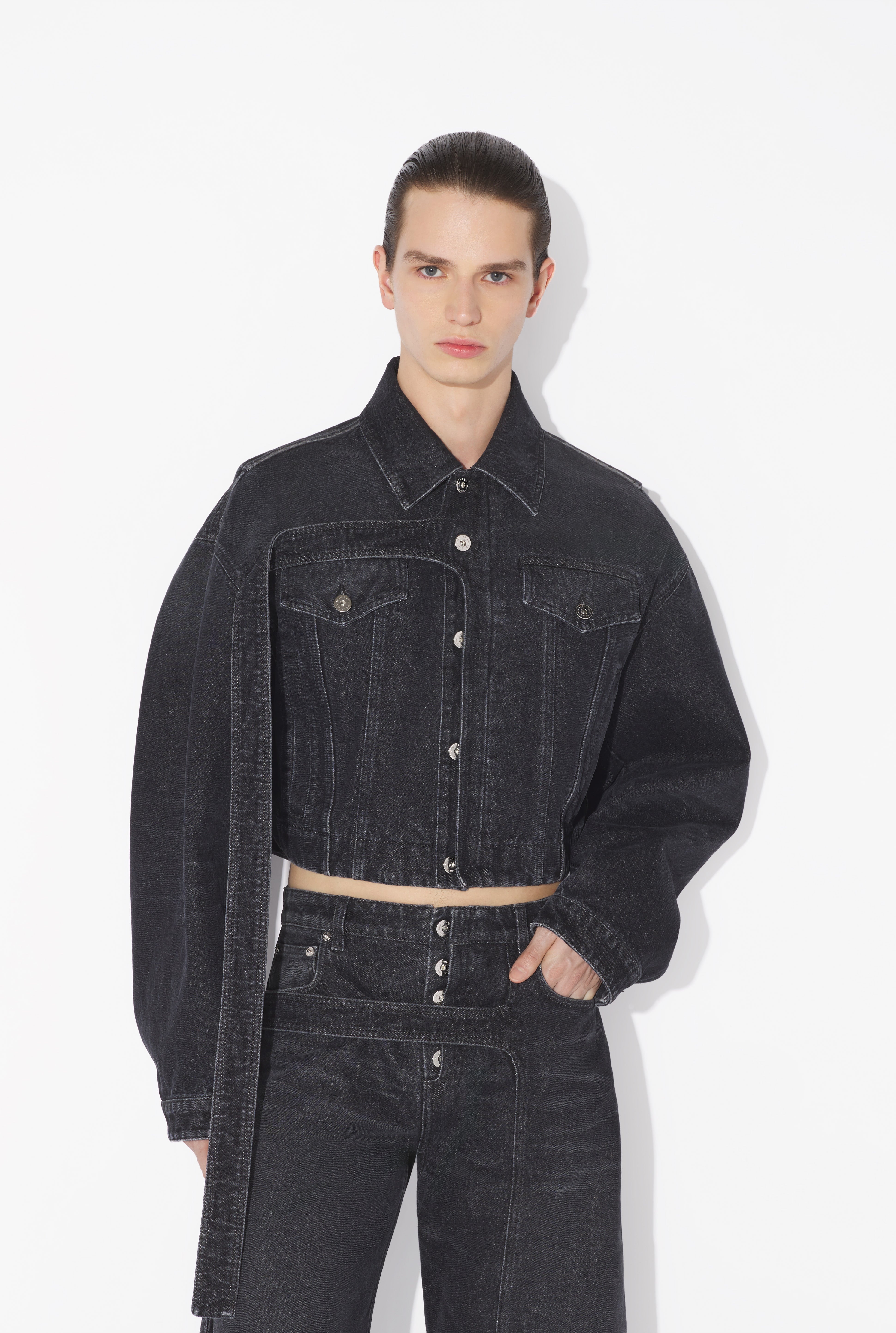 THE BLACK DENIM STRAP JACKET - 8