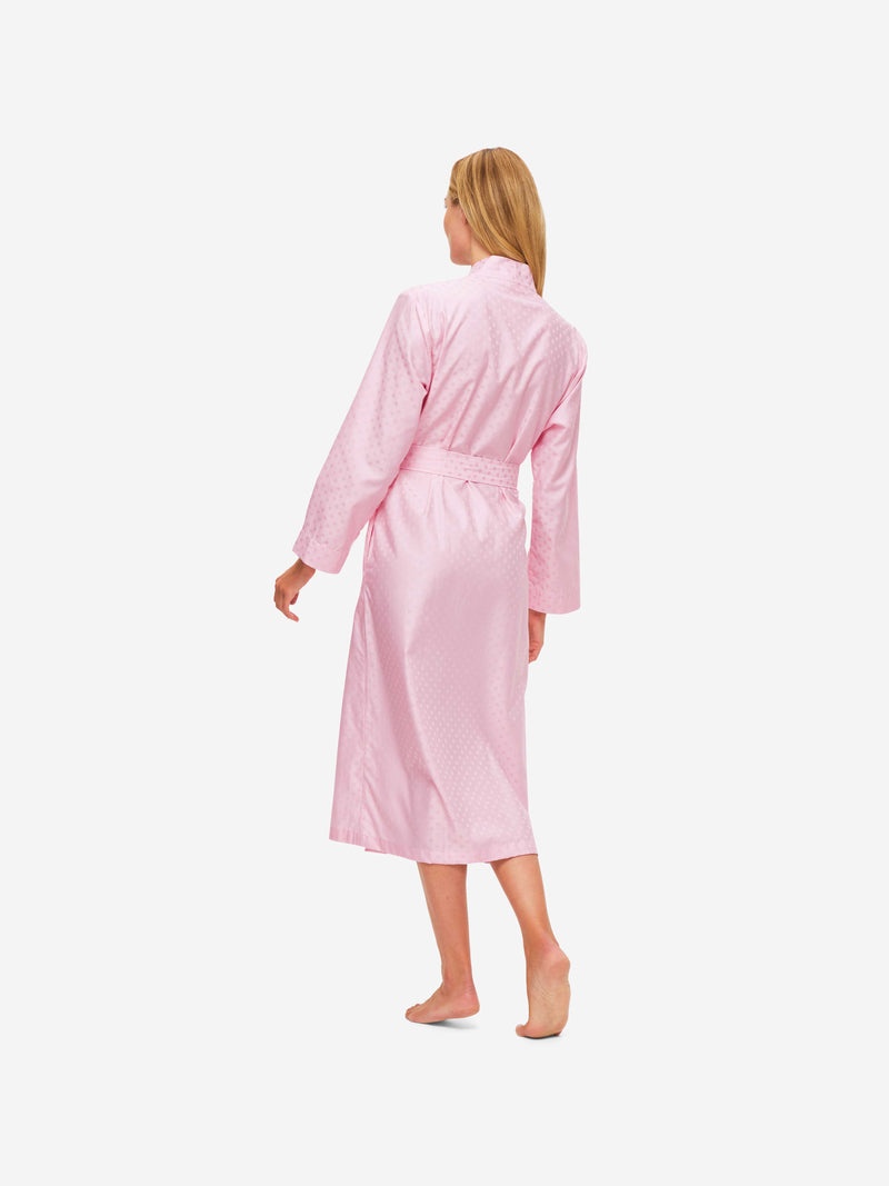 Women's Long Dressing Gown Kate 7 Cotton Jacquard Pink - 4