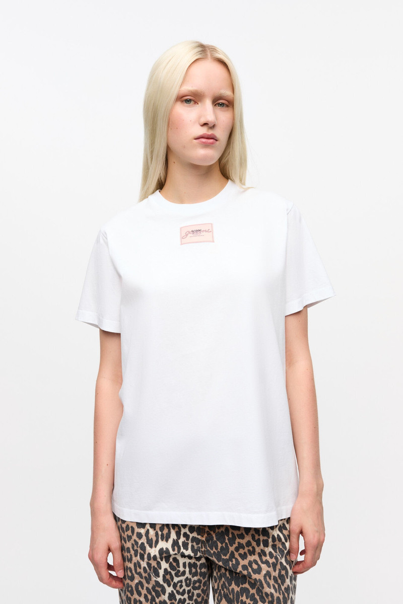 GANNI WHITE BASIC JERSEY RELAXED T-SHIRT outlook