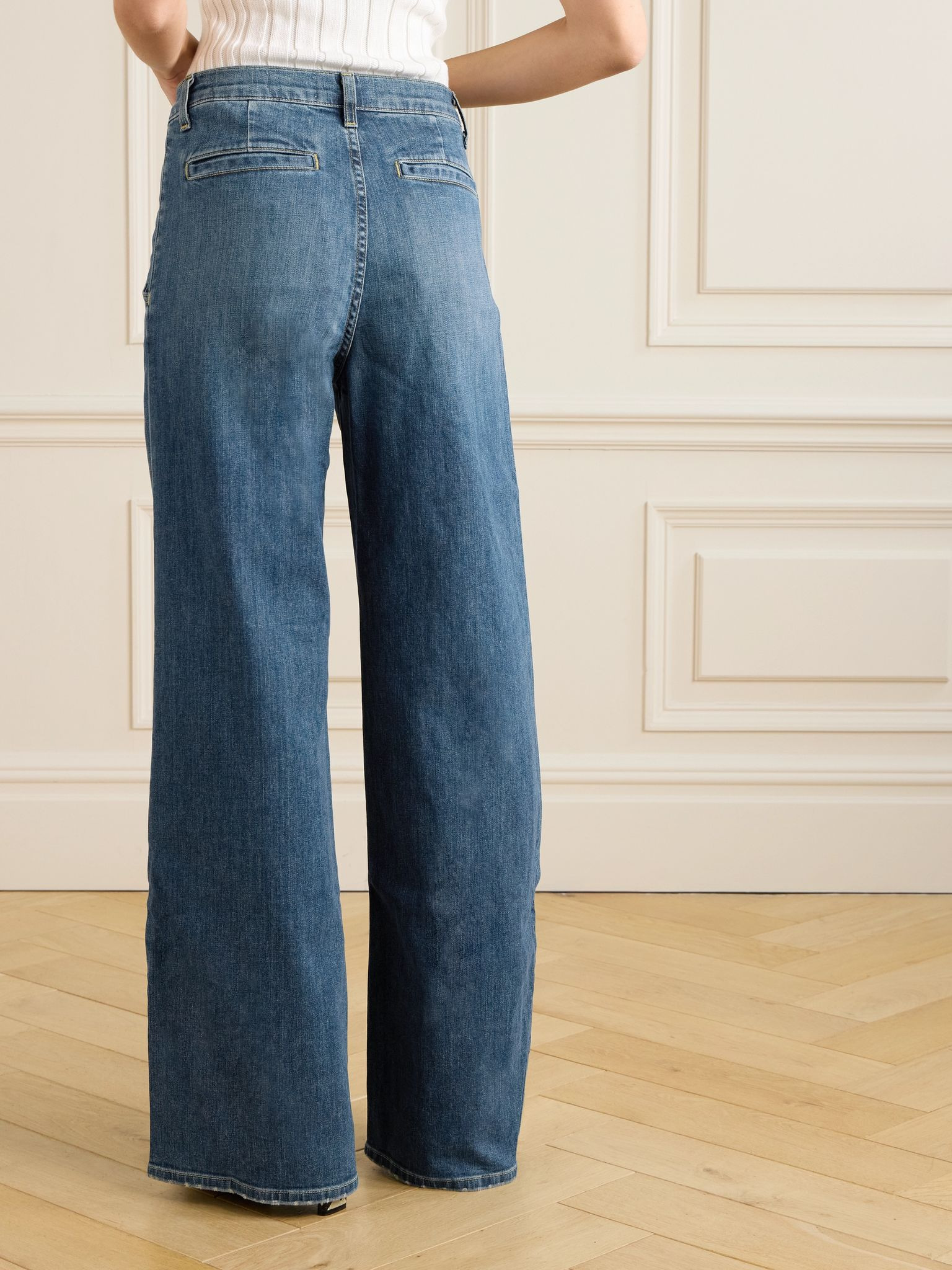 Flora pleated high-rise wide-leg jeans Blue - 4