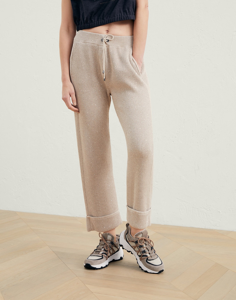 Dazzling cotton English rib knit trousers 1