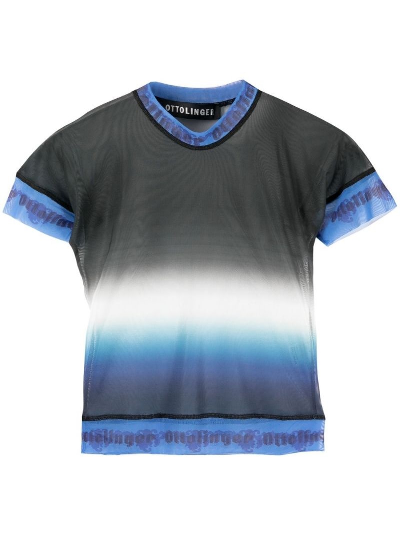 logo-trim ombré T-shirt - 1