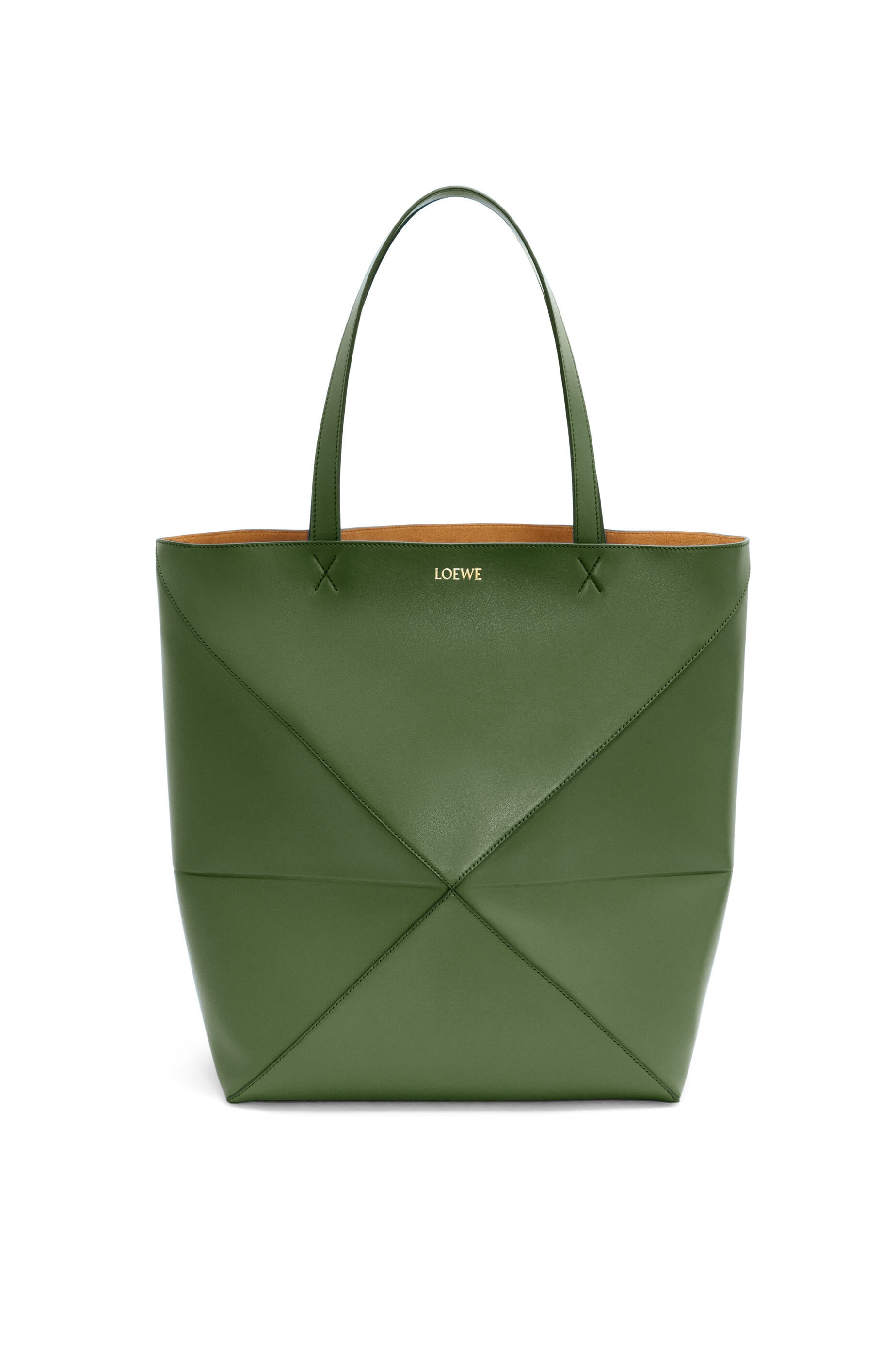 Large Puzzle Fold Tote in shiny calfskin - 1