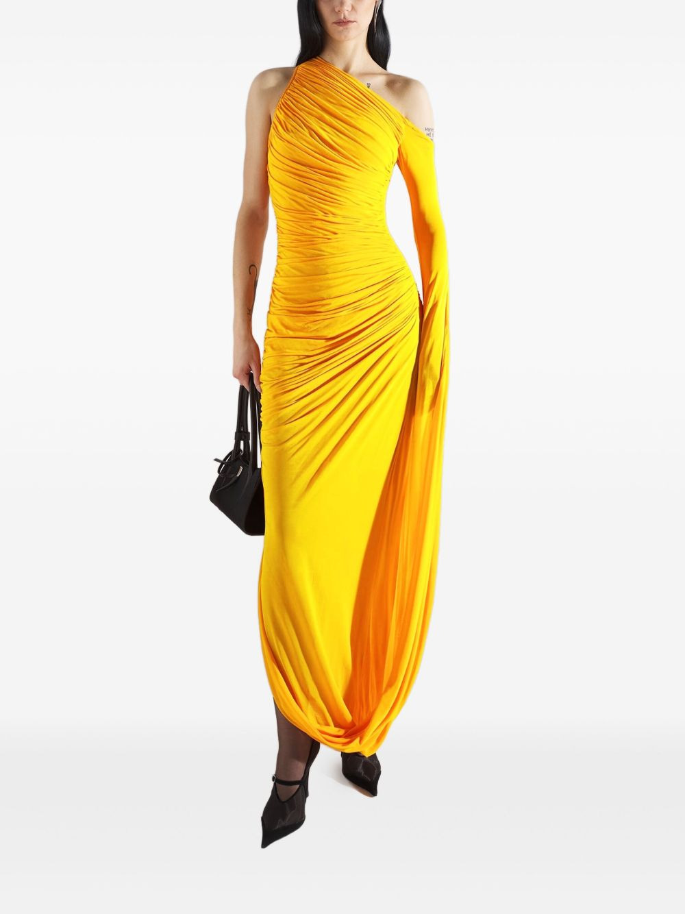one-shoulder draped maxi dress - 3