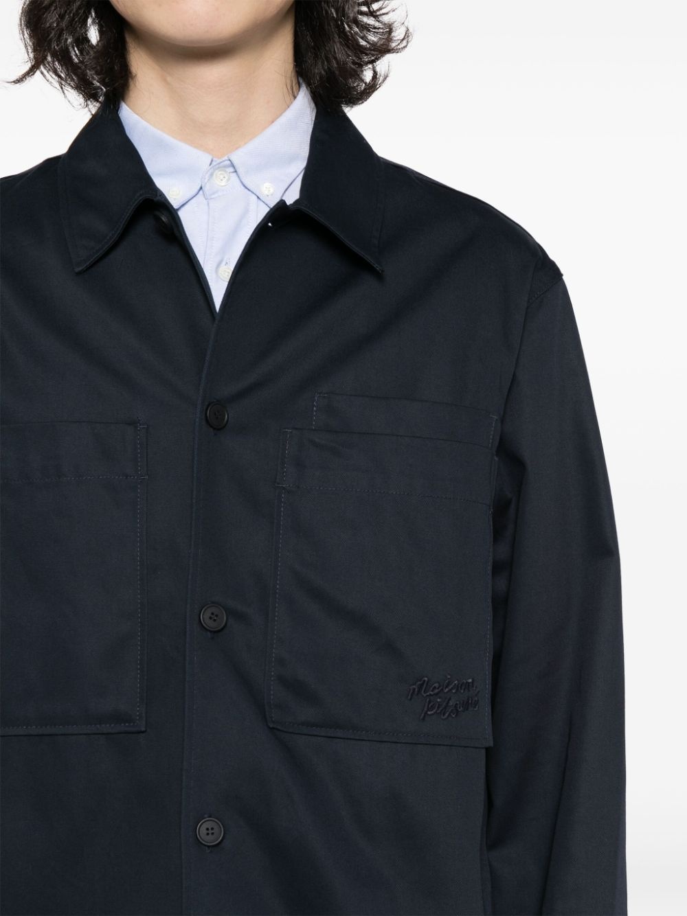 logo-embroidered cotton shirt - 5