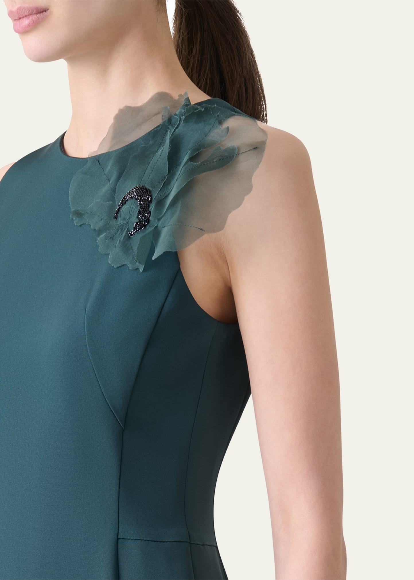 3D Anemone Flower Silk Crepe Sheath Dress - 5