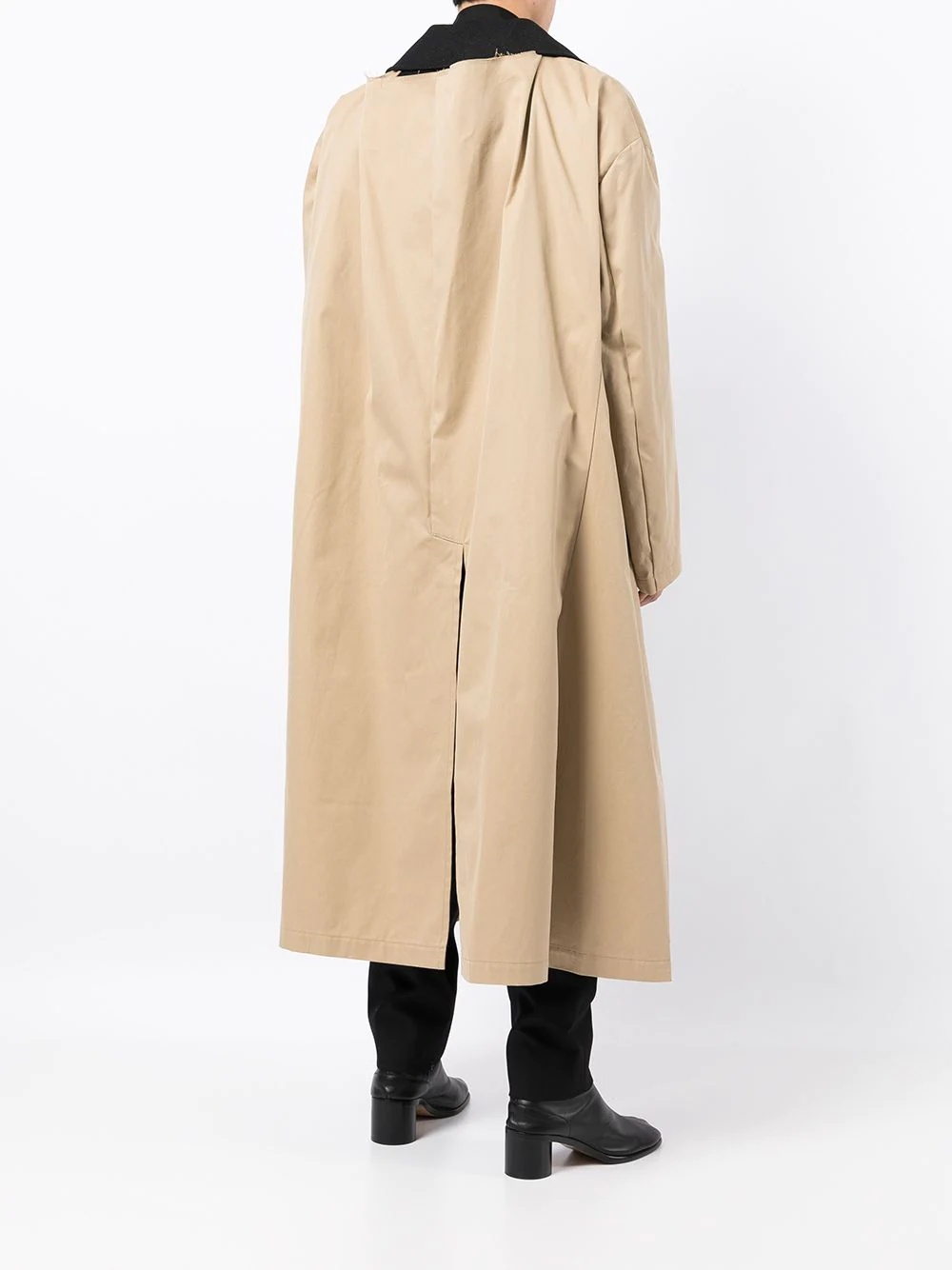 wool-panel trench coat - 4