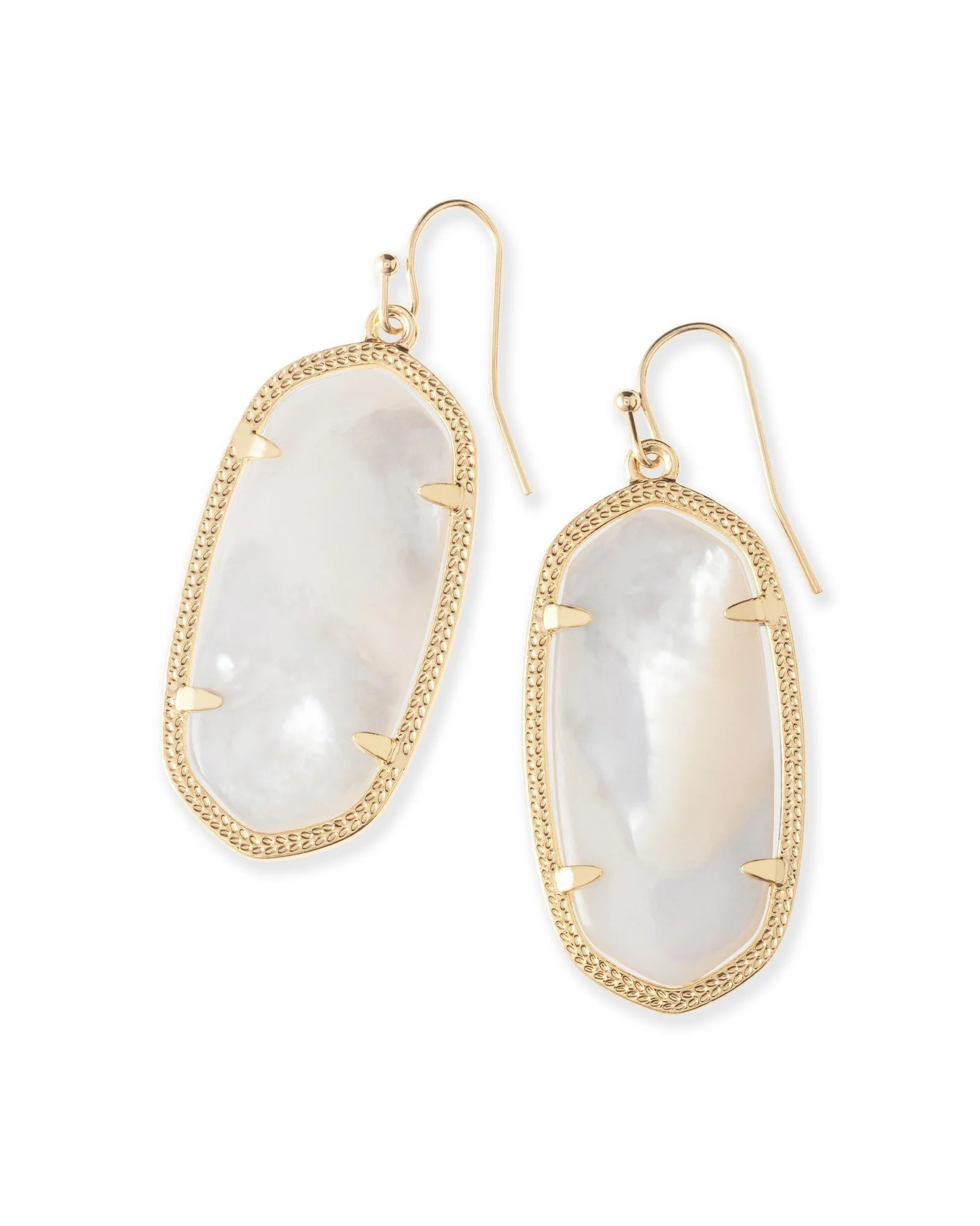 Elle Gold Drop Earrings in Ivory Mother-of-Pearl - 1