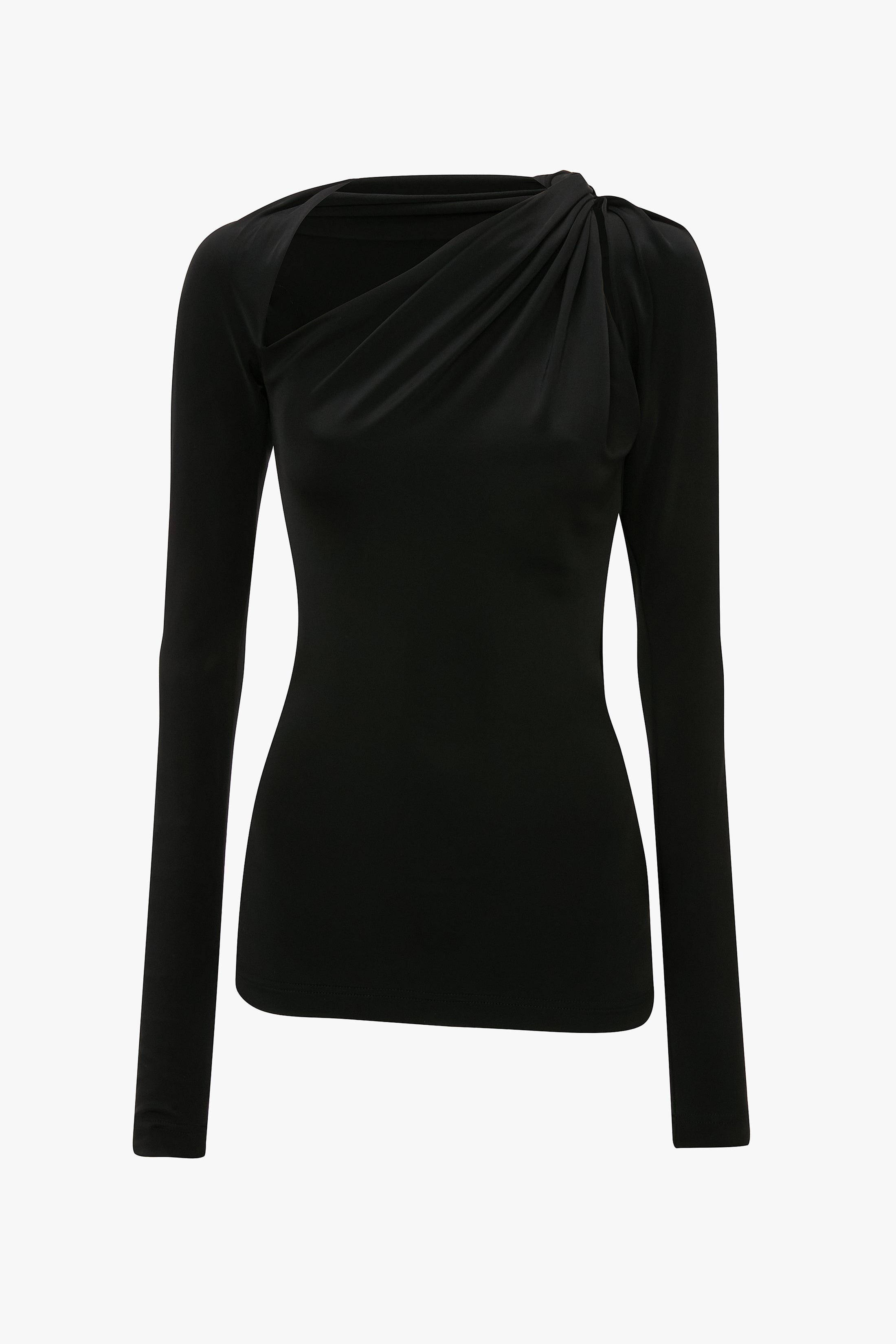 Slash Neck Jersey Top In Black - 1