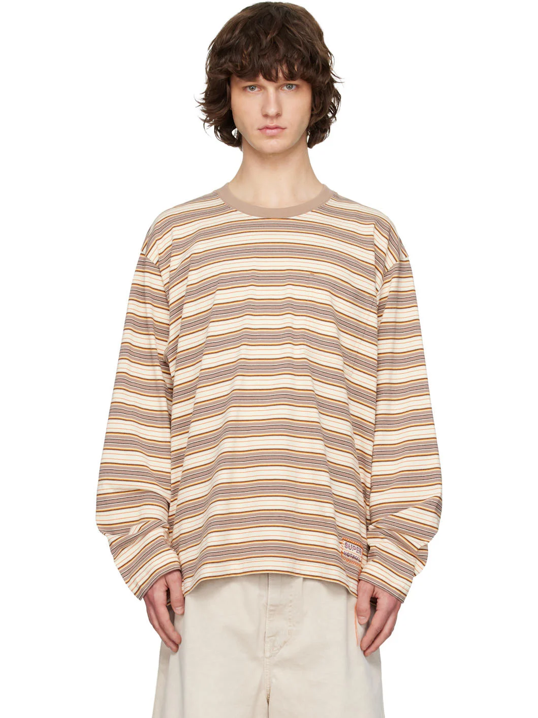 Brown & Off-White Striped Long Sleeve T-shirt - 1