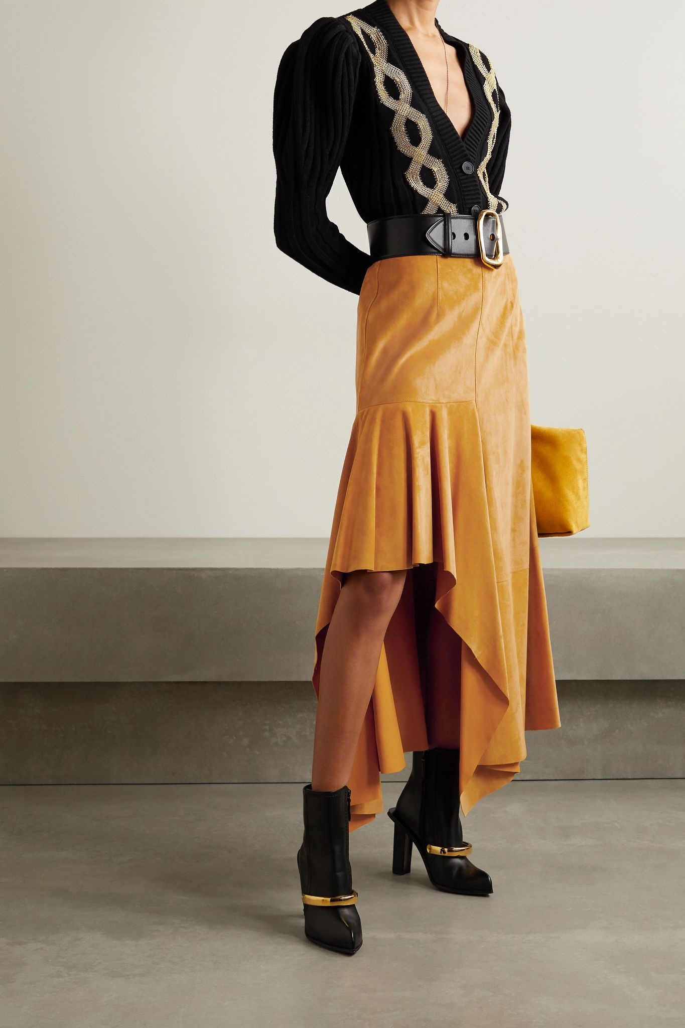 Draped suede skirt - 2