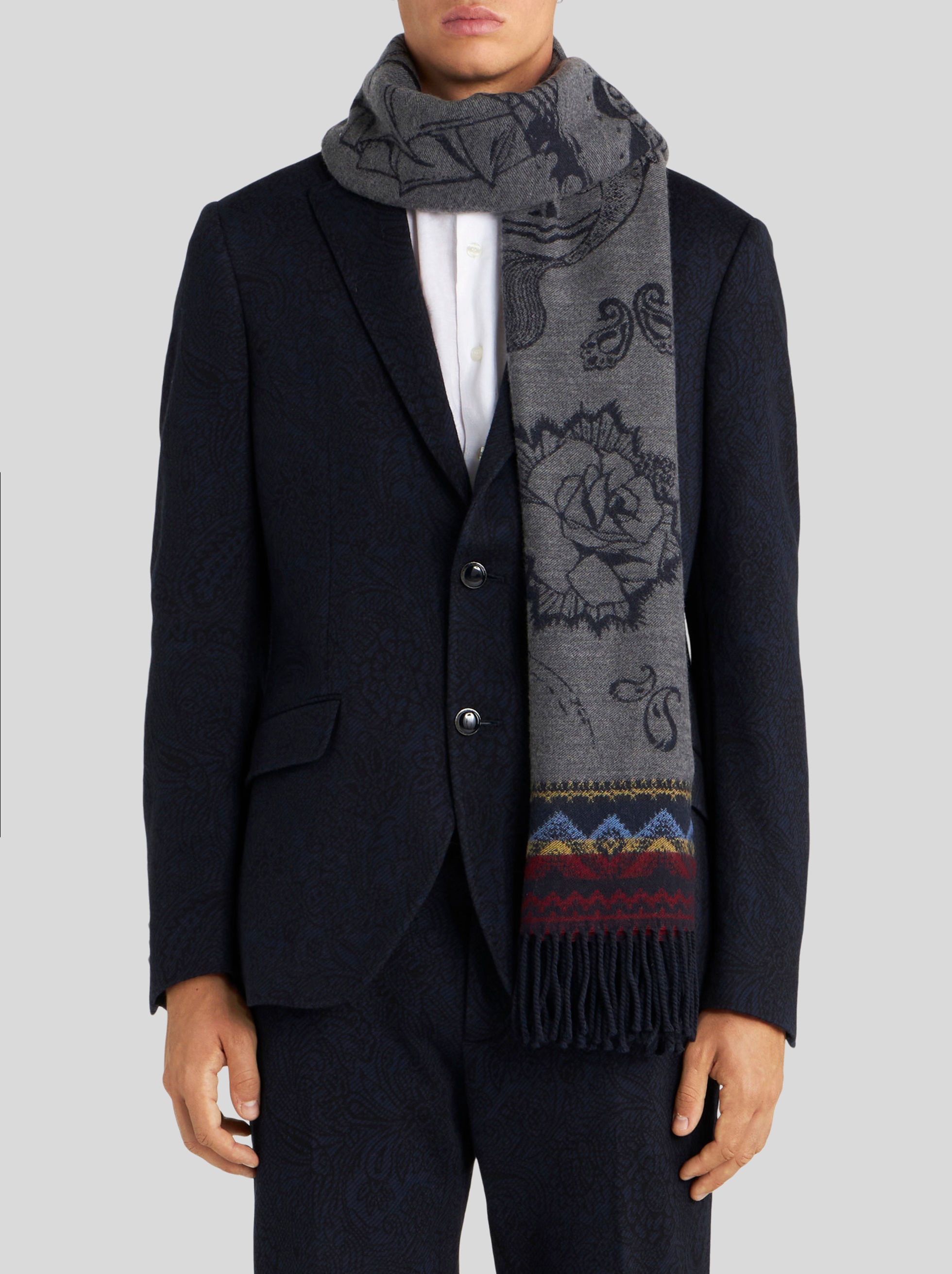 TATTOO PATTERN WOOL SCARF - 2