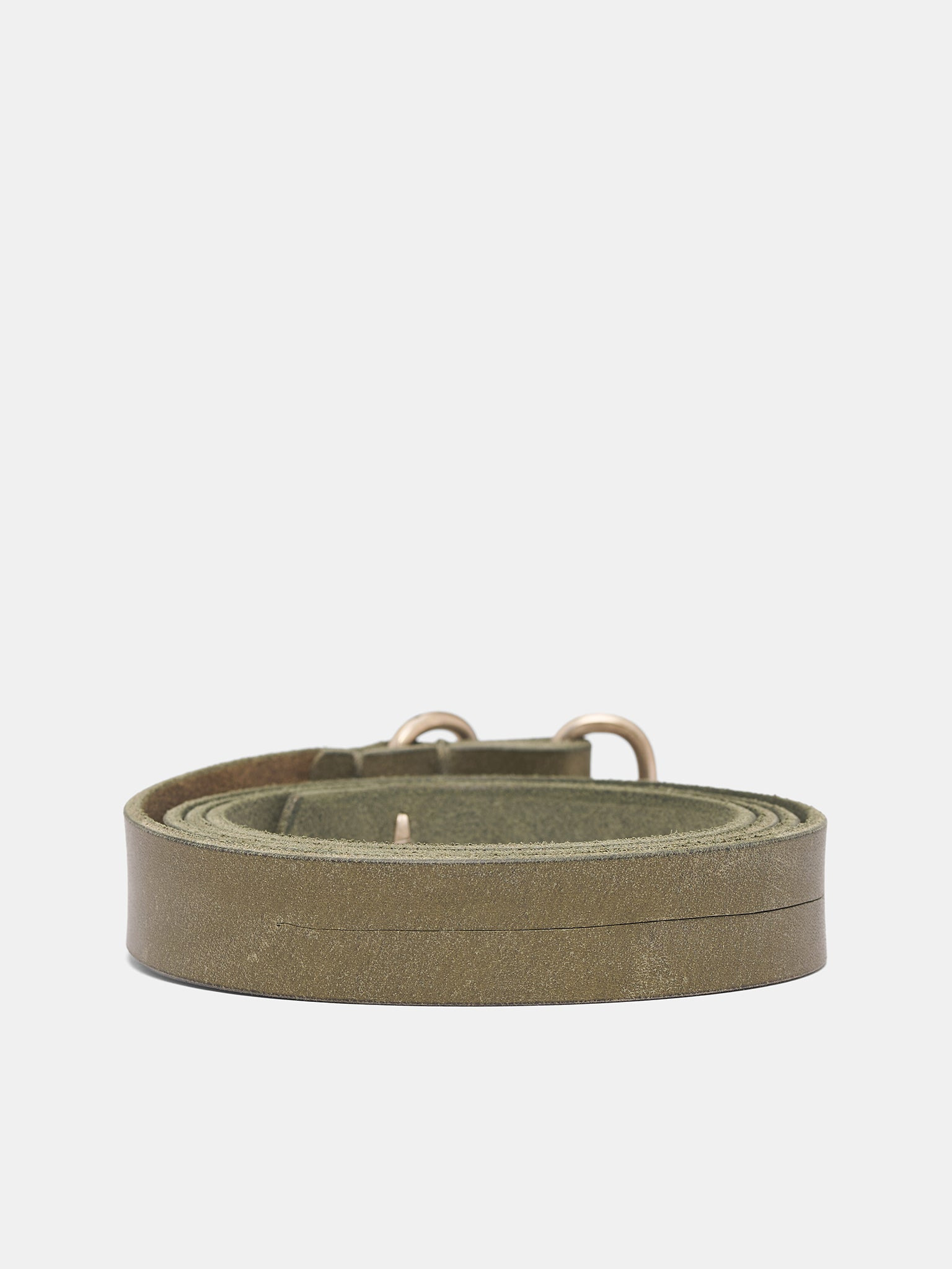 Green Double Buckle Leather Belt - 2