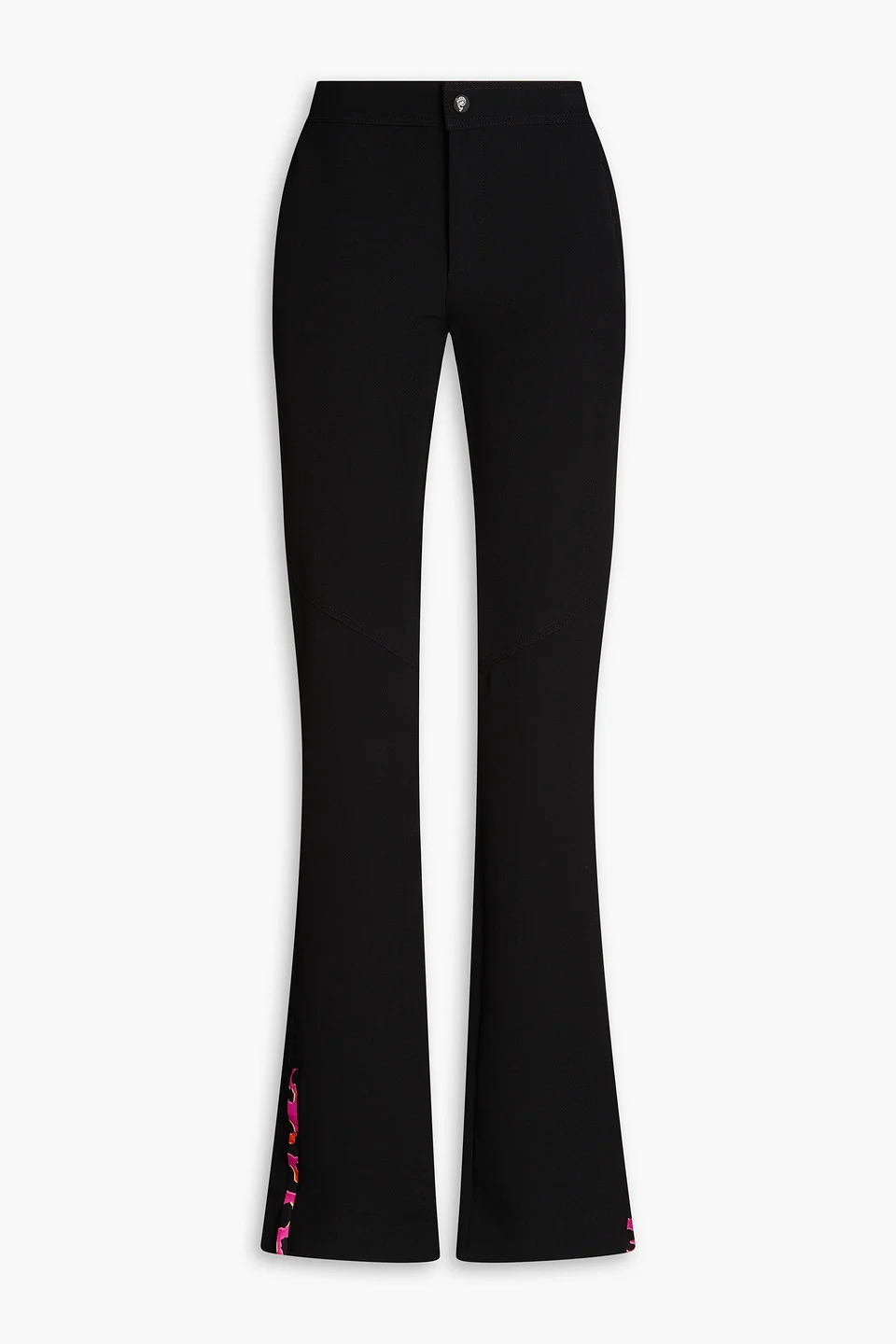 Twill-trimmed stretch-crepe flared pants - 1