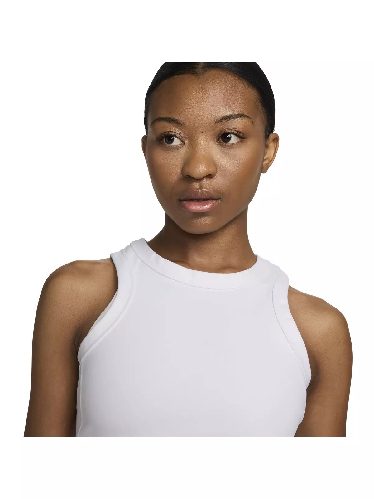 Women's One Fitted Dri-FIT Cropped Tank Top - White - 3