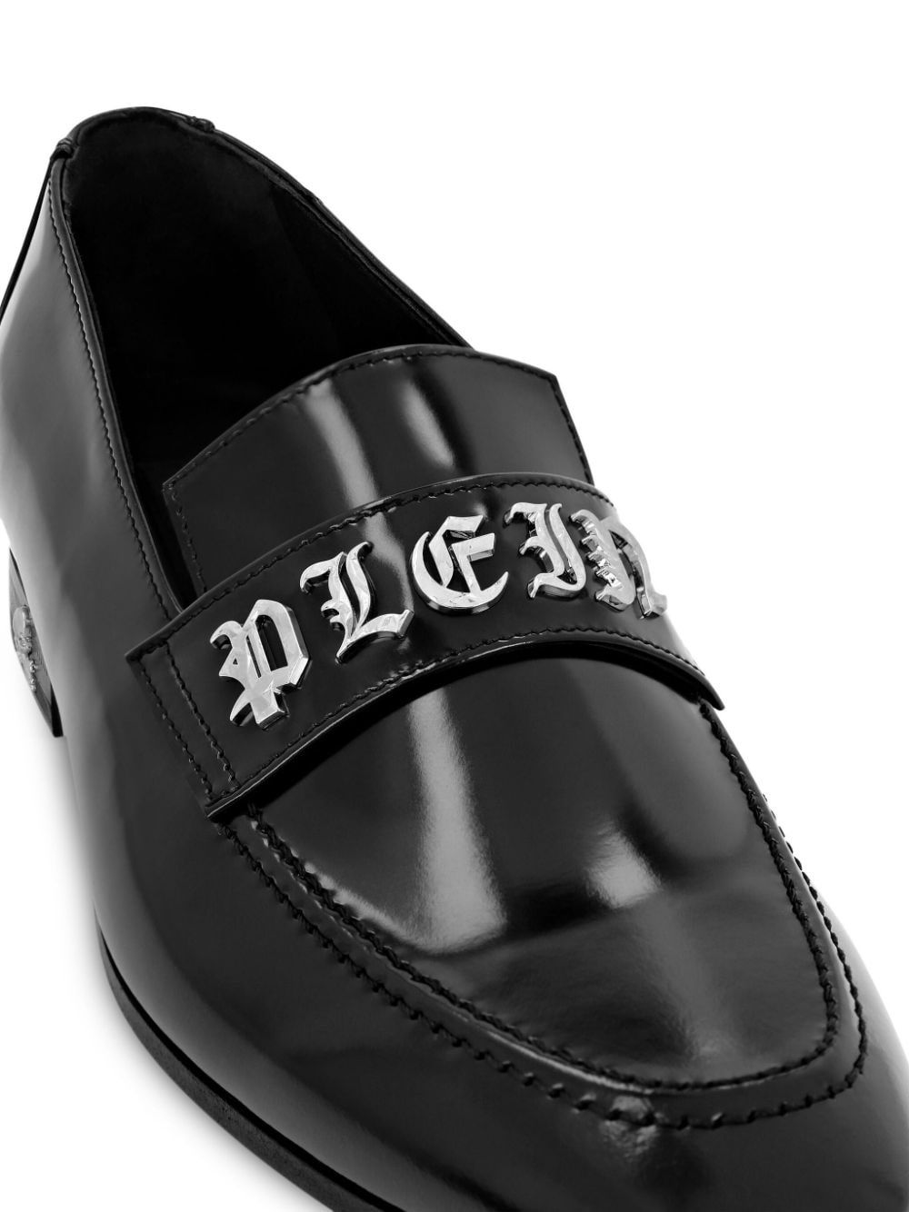 Gothic logo-plaque leather moccasins - 4
