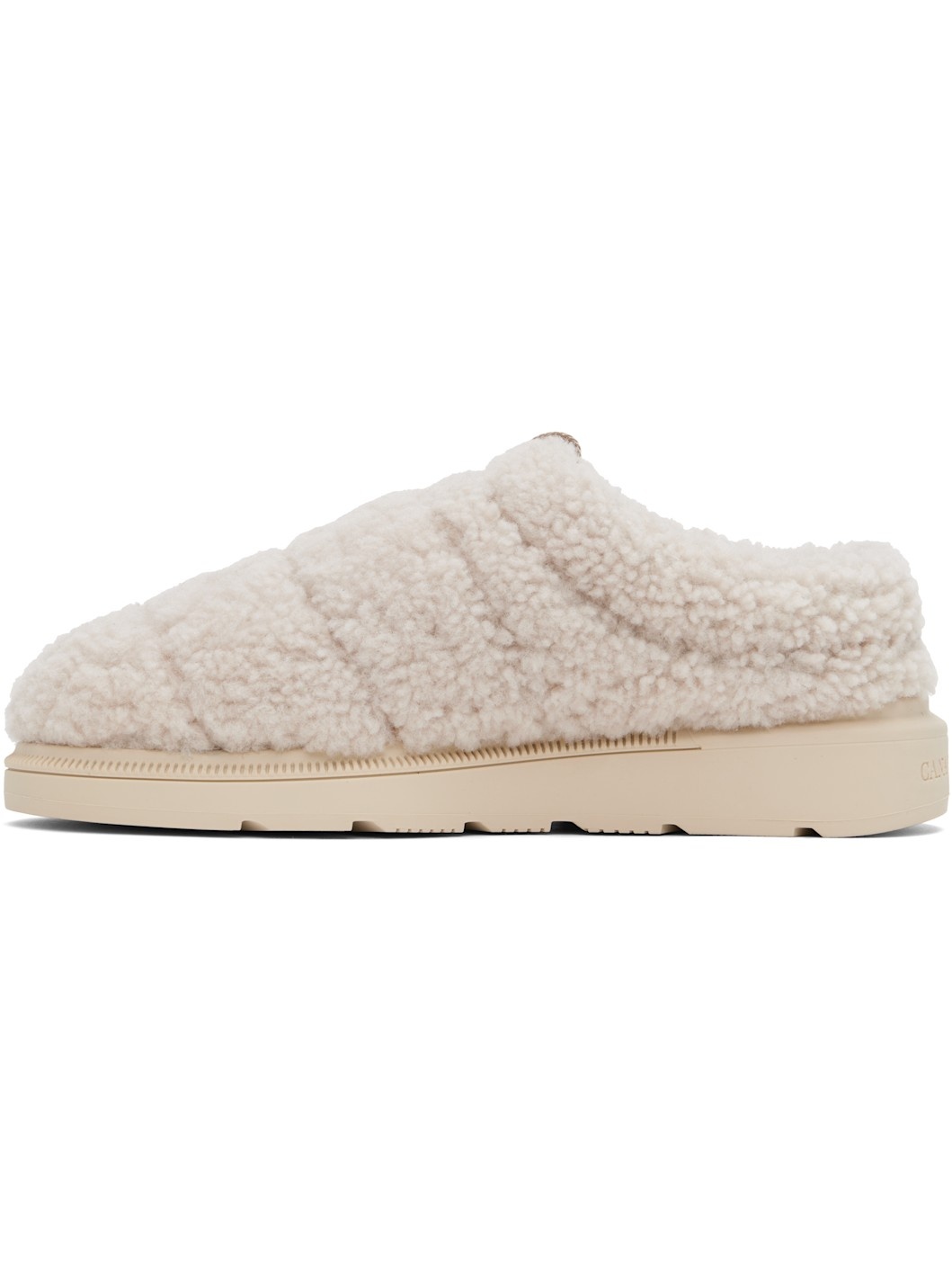 Beige Porteau Shearling Mules - 3