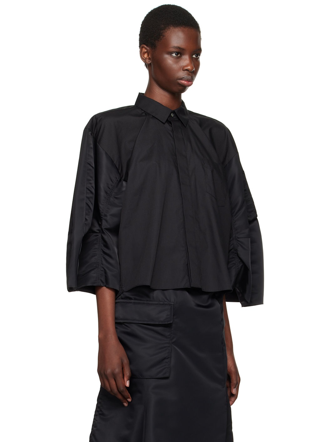 Black Puff Sleeve Shirt - 2