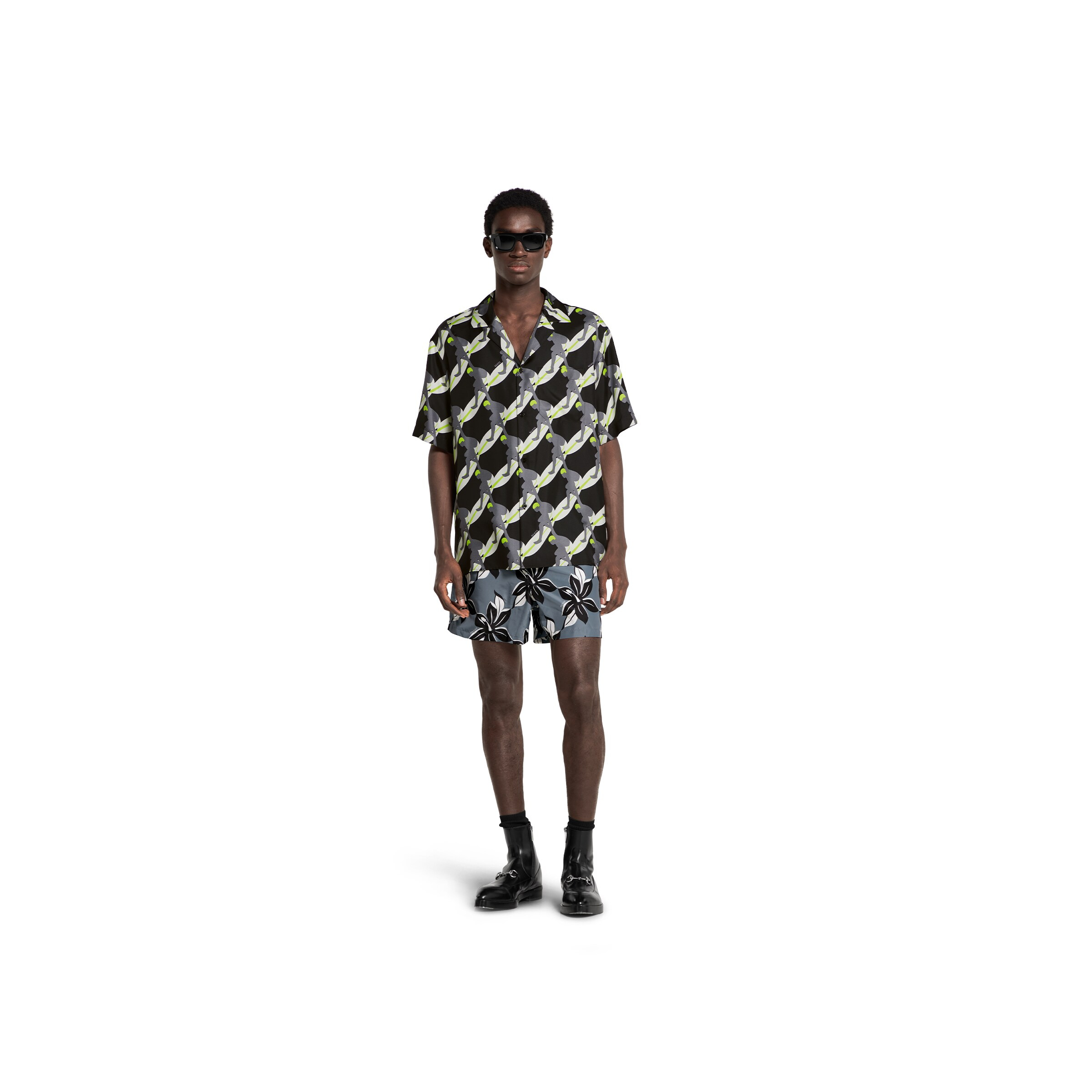 Printed technical poplin swim short - 2