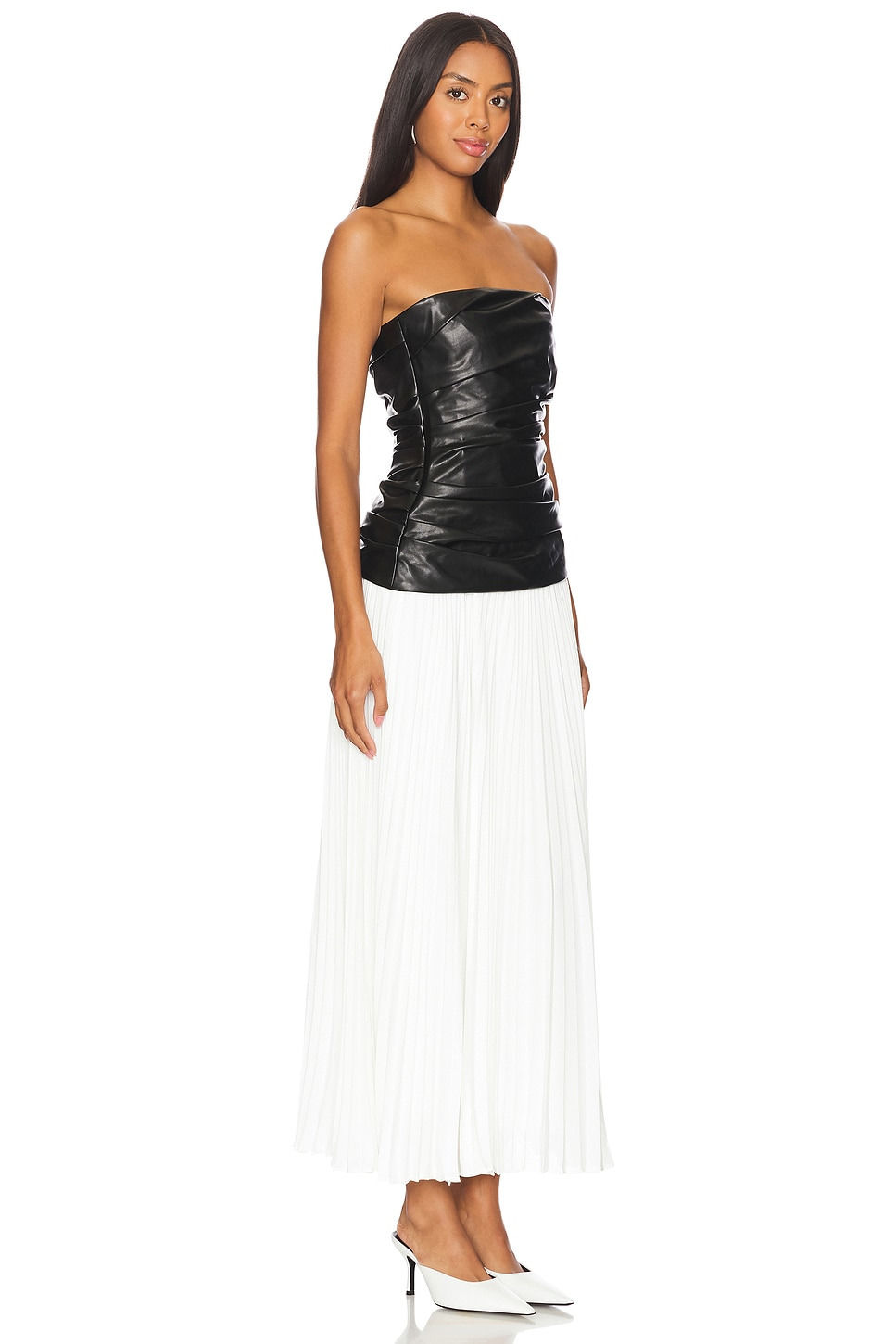 Arie Faux Leather Bustier Midi Dress - 2