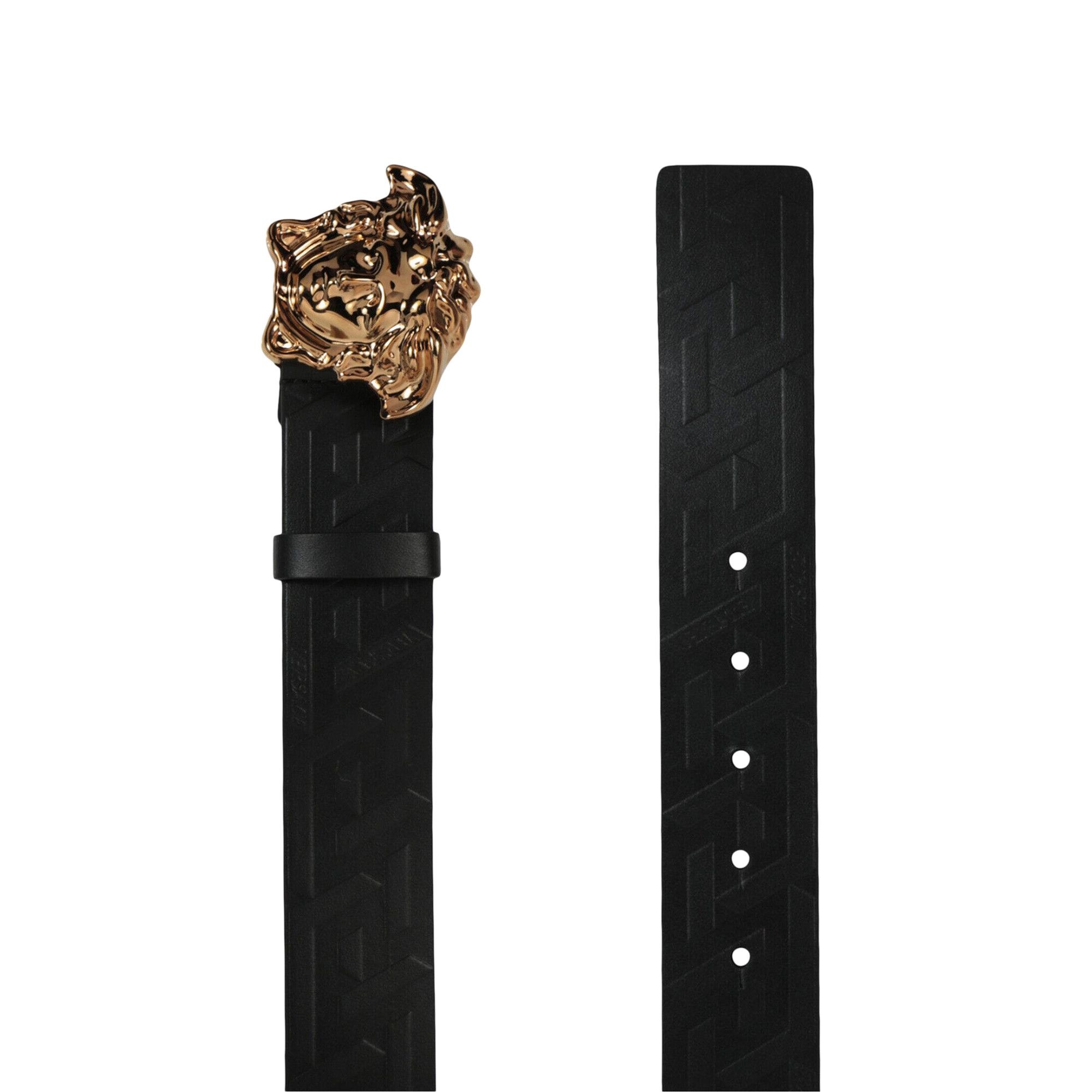 Versace La Medusa Greca Leather Belt 'Black/Gold' - 2