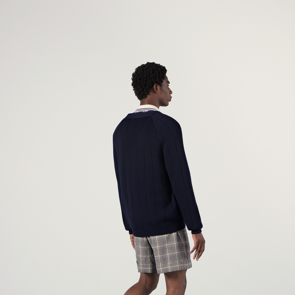 Knit wool blend cardigan with Web - 5