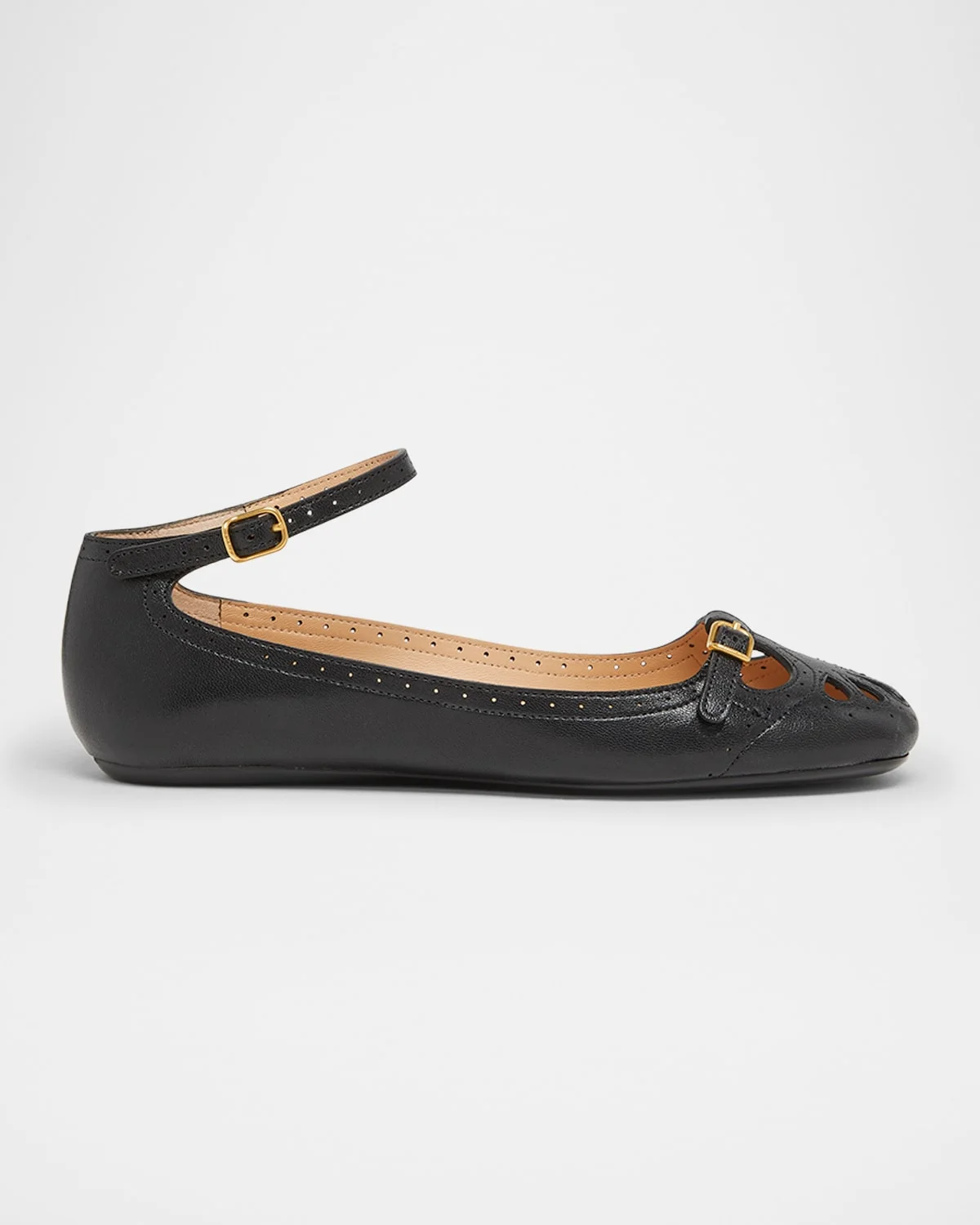 Misty Cutout Leather Ballerina Flats - 1