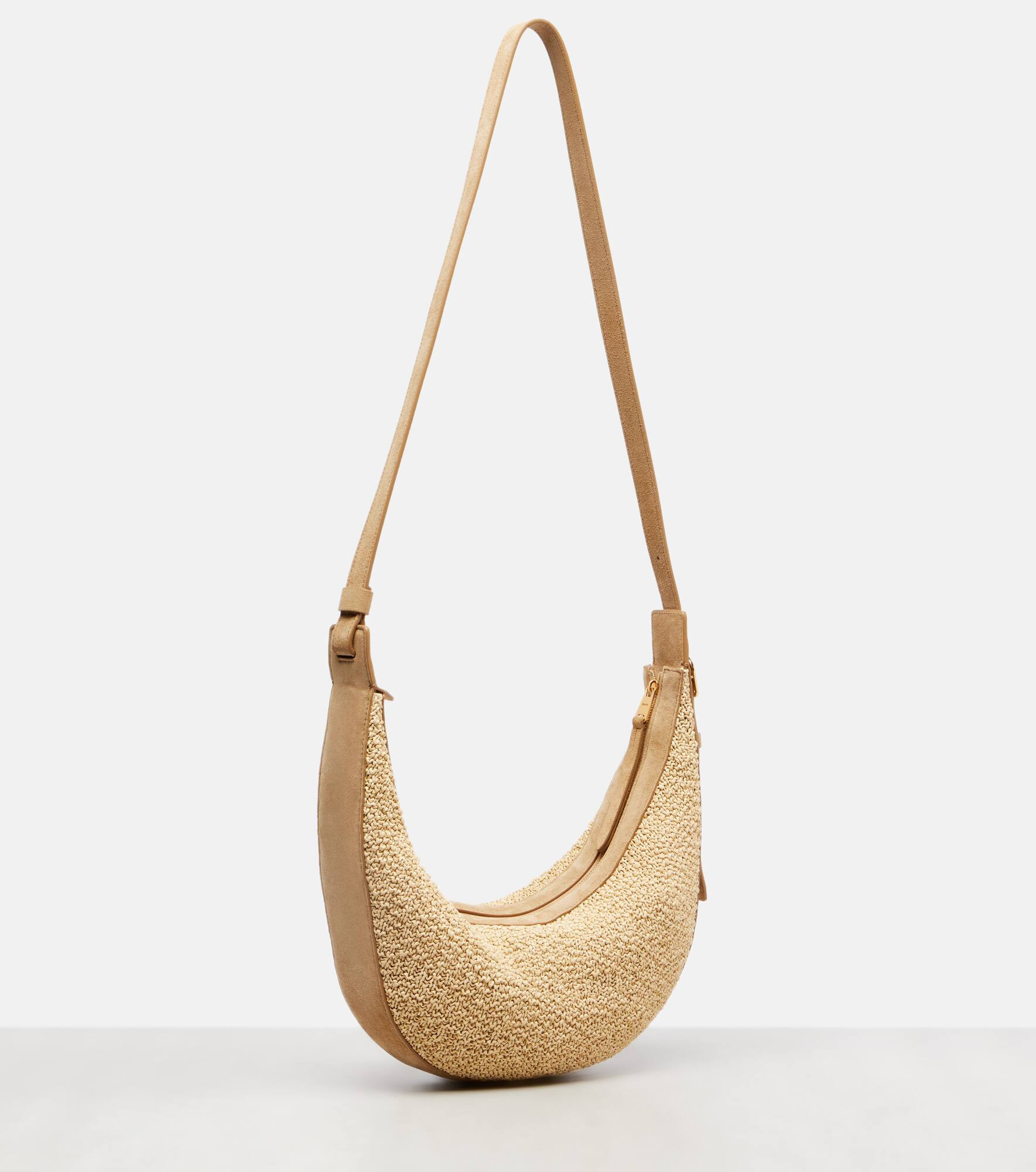 Augustina Small raffia and suede crossbody bag - 4