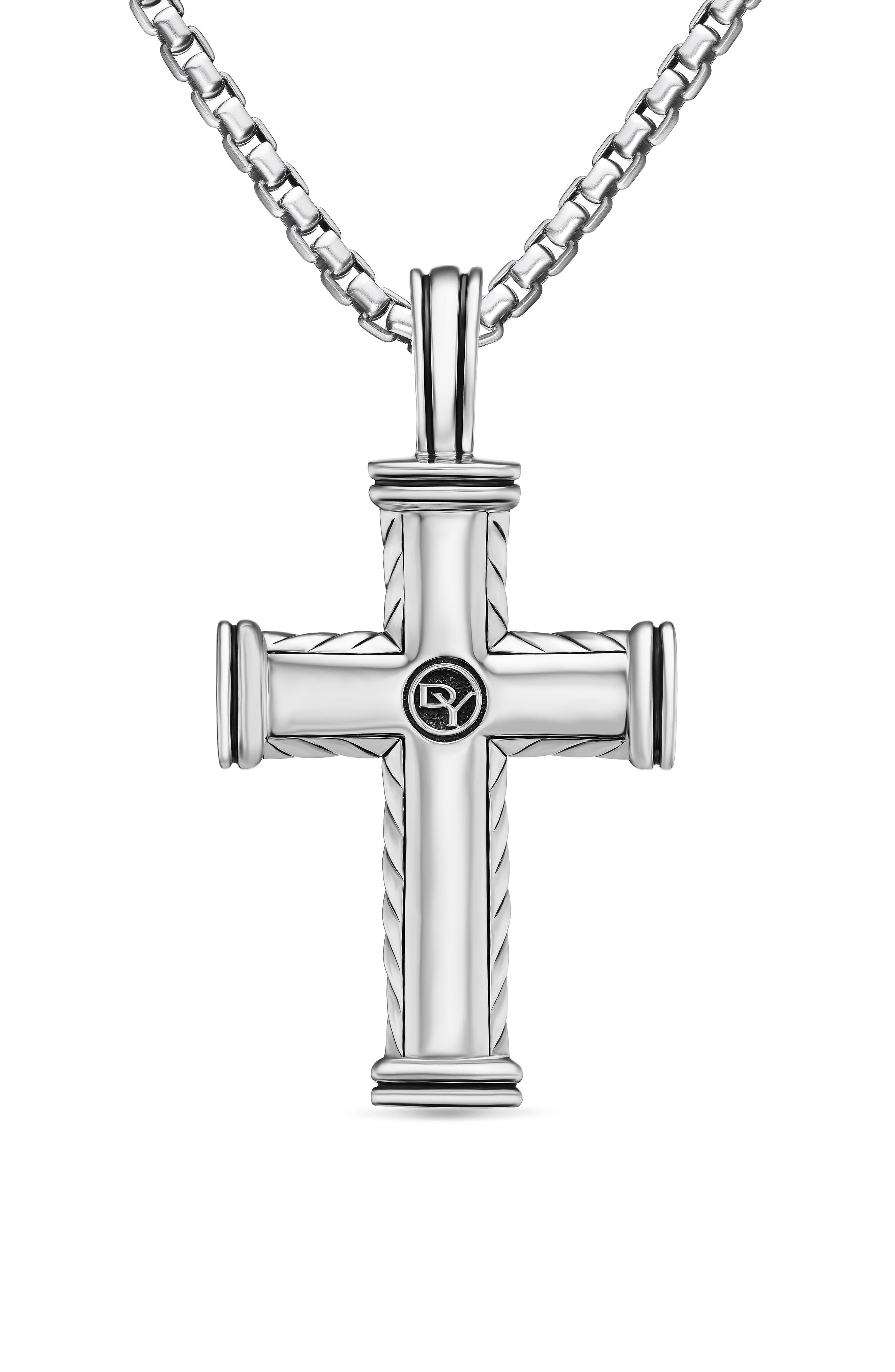 David Yurman Chevron Cross Pendant in Sterling Silver with Diamonds at Nordstrom - 3
