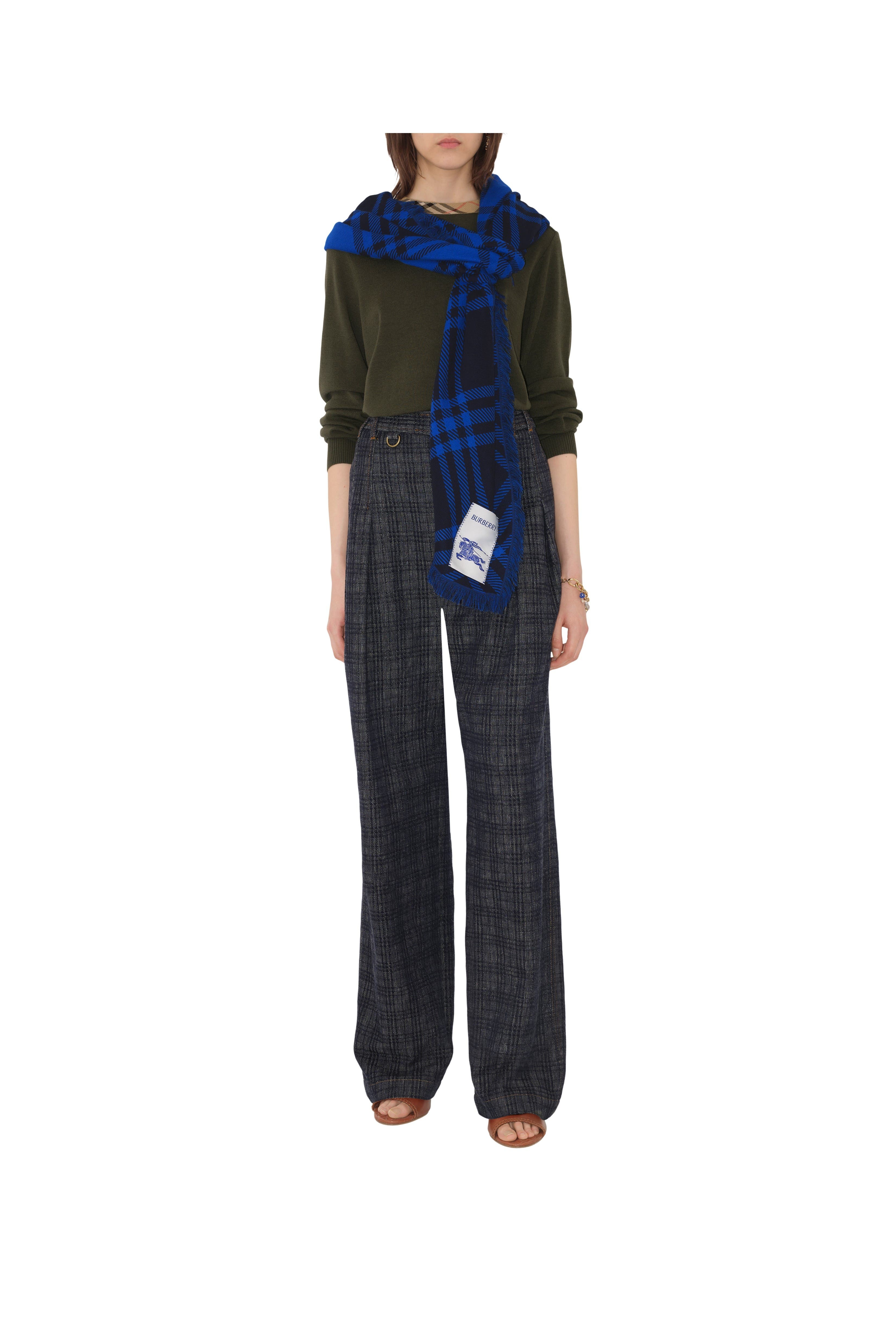 burberry Wide Check Wool Silk Scarf in Ink/blue at Nordstrom - 3