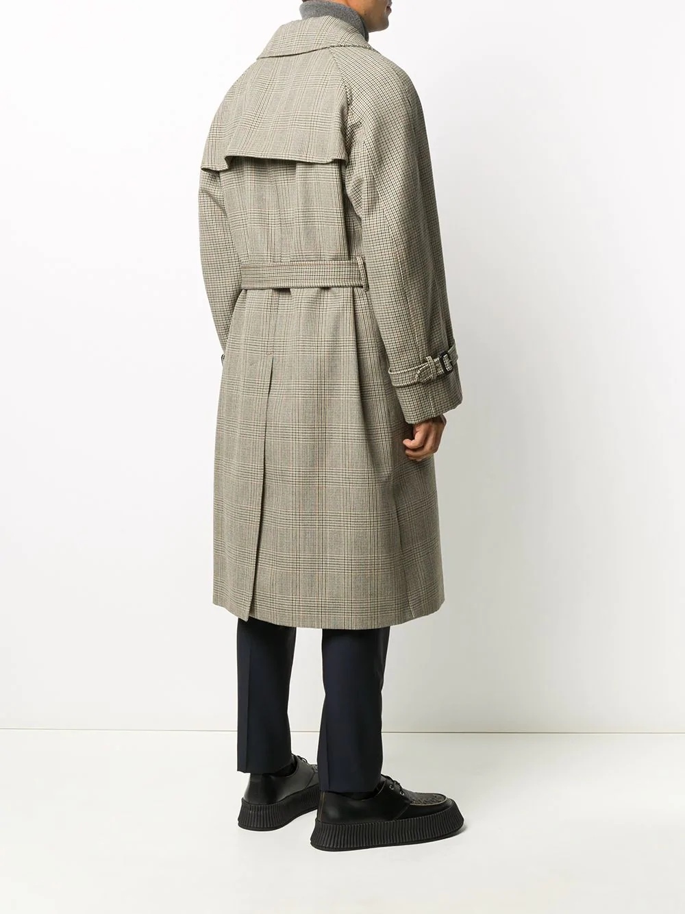 belted houndstooth trench coat - 4