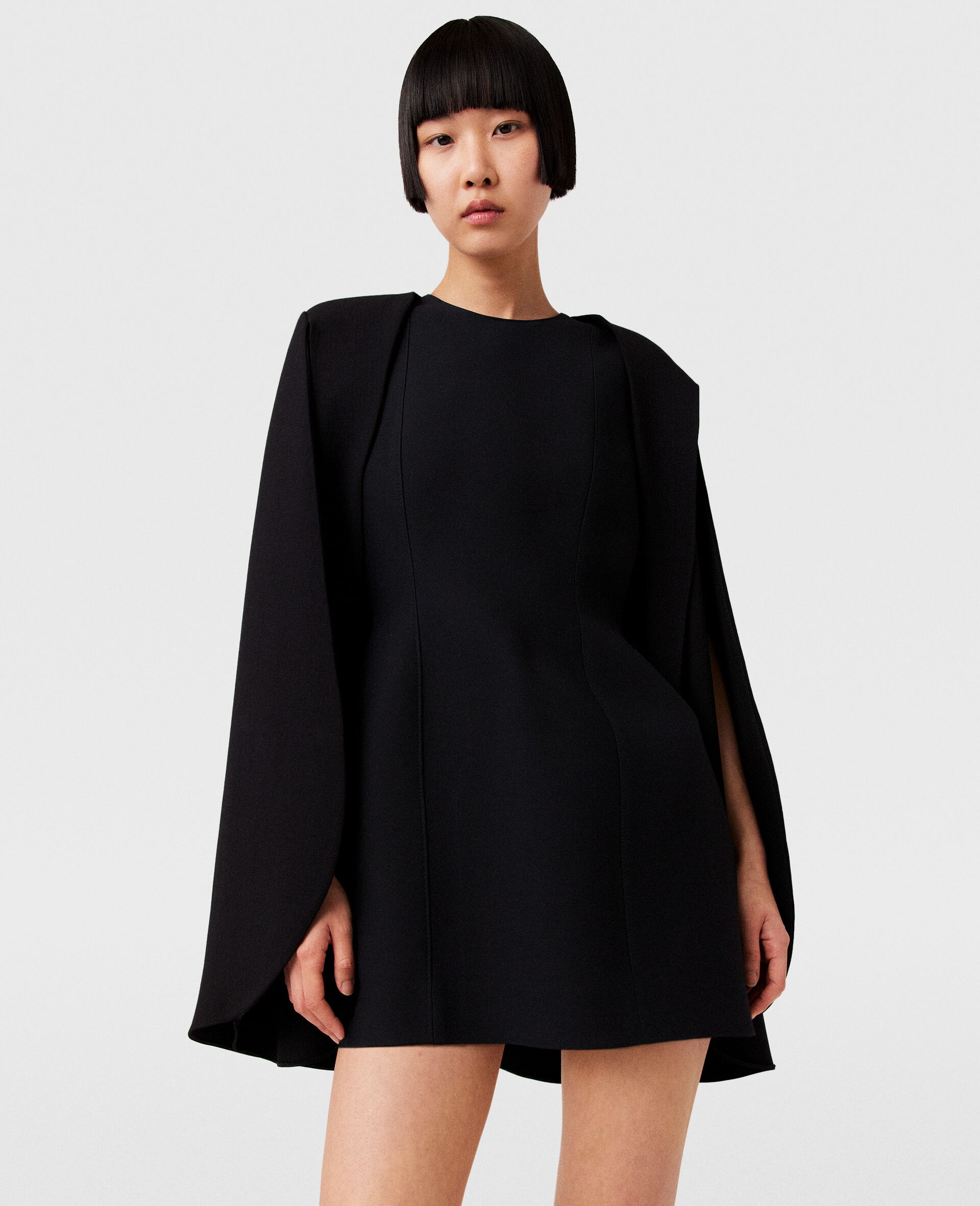 Round Neck Cape Mini Dress - 4