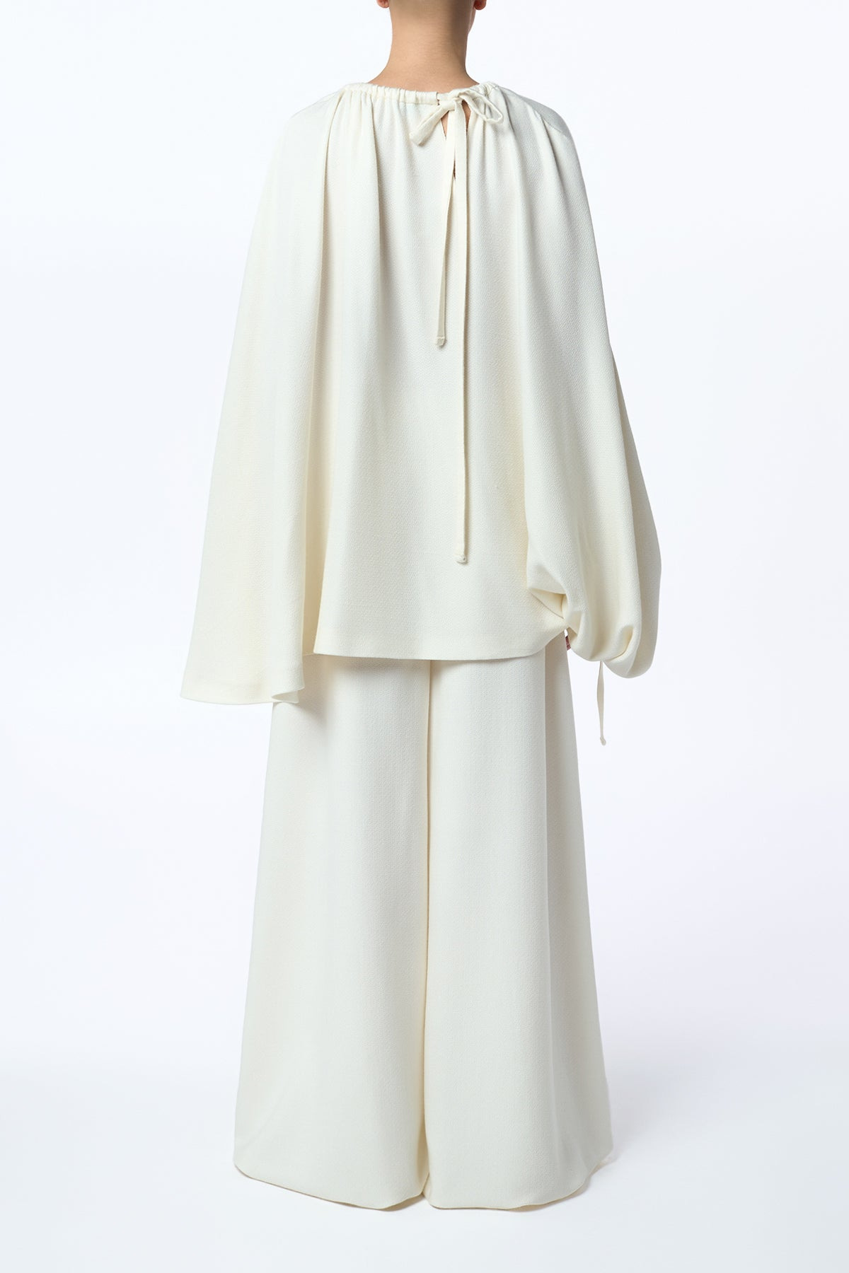 Gelos Wide-Leg Pant in Ivory Soft Leather - 4