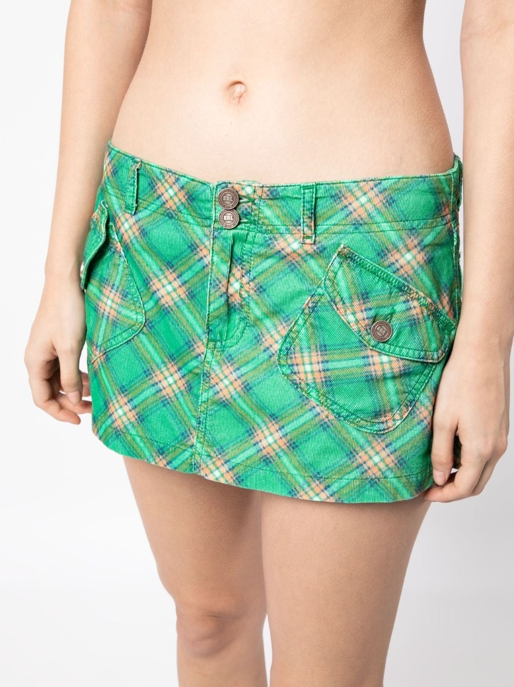 check-print thigh-length skirt - 5