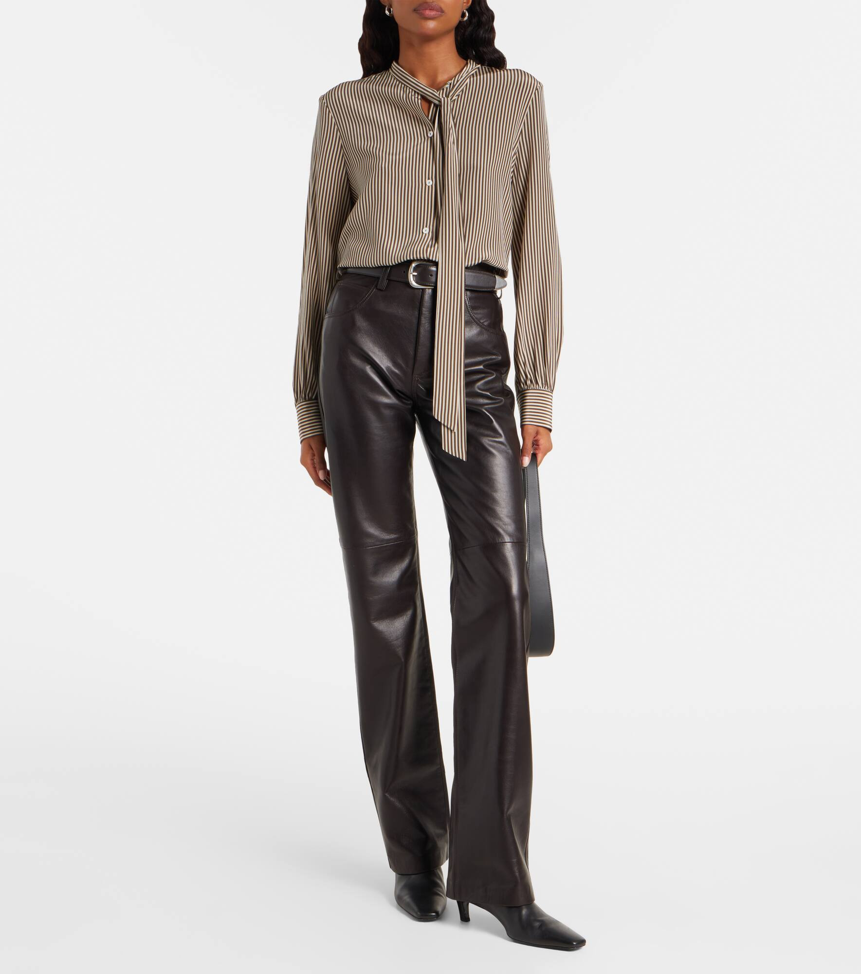 Leather bootcut pants - 2