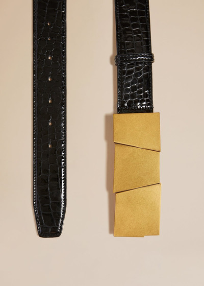 KHAITE The Medium Axel Belt in Croc-Embossed Leather with Gold outlook