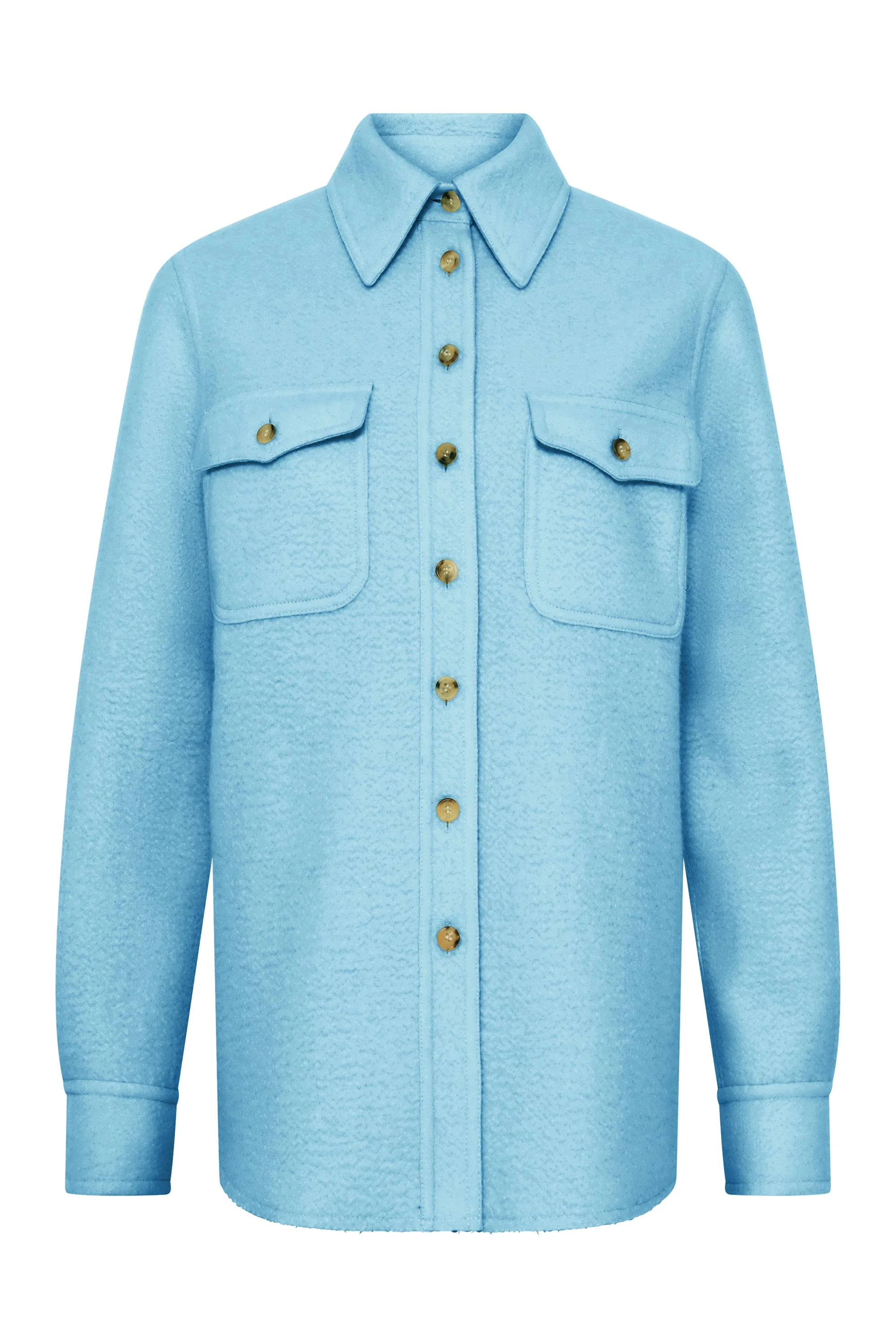 John Austin Shirt in Light Blue Cashmere Felt - 1