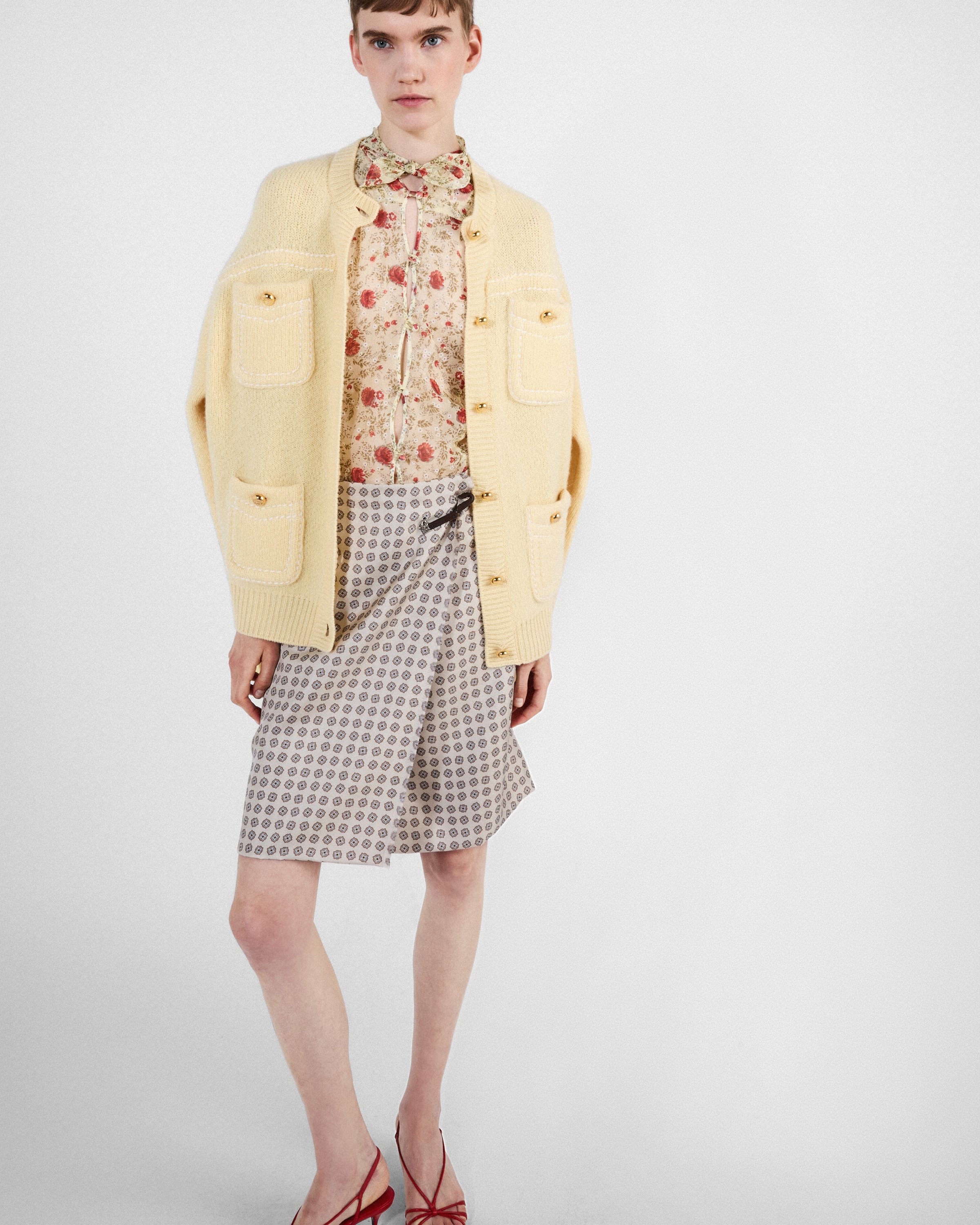 Printed silk twill skirt - 4