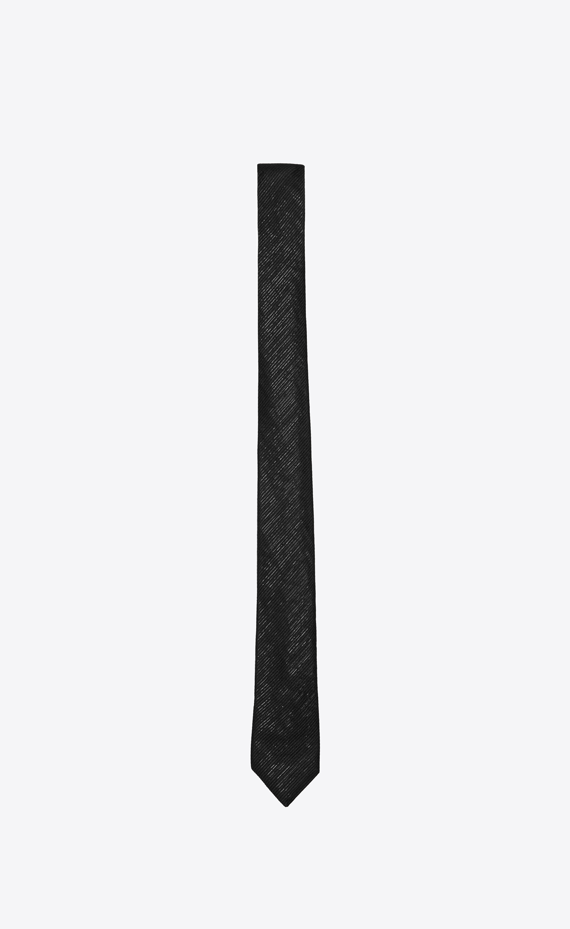 narrow tie in lamé silk jacquard with stripes - 1