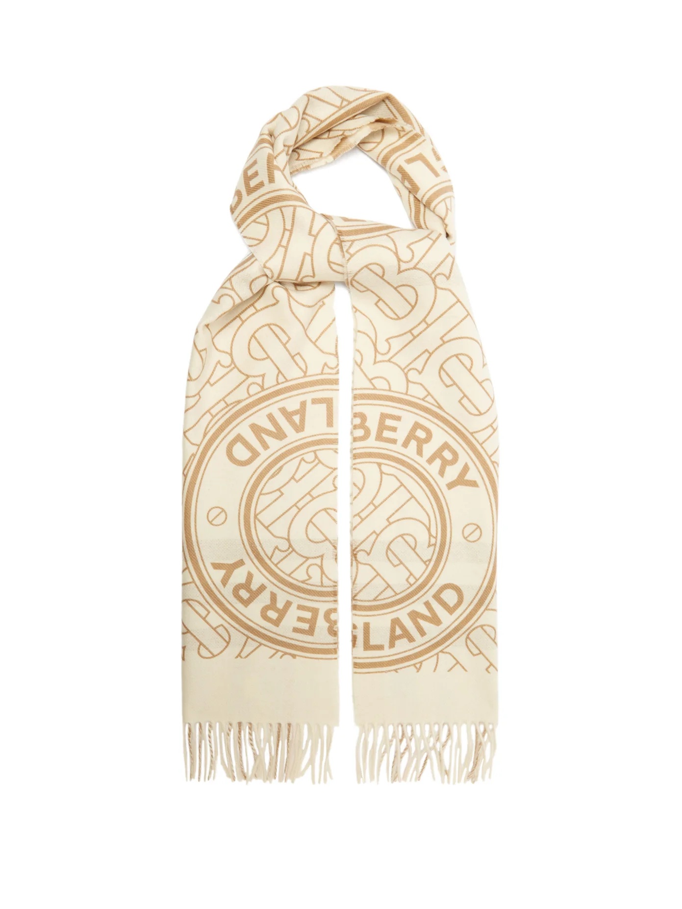 Logo and check print cashmere scarf - 1